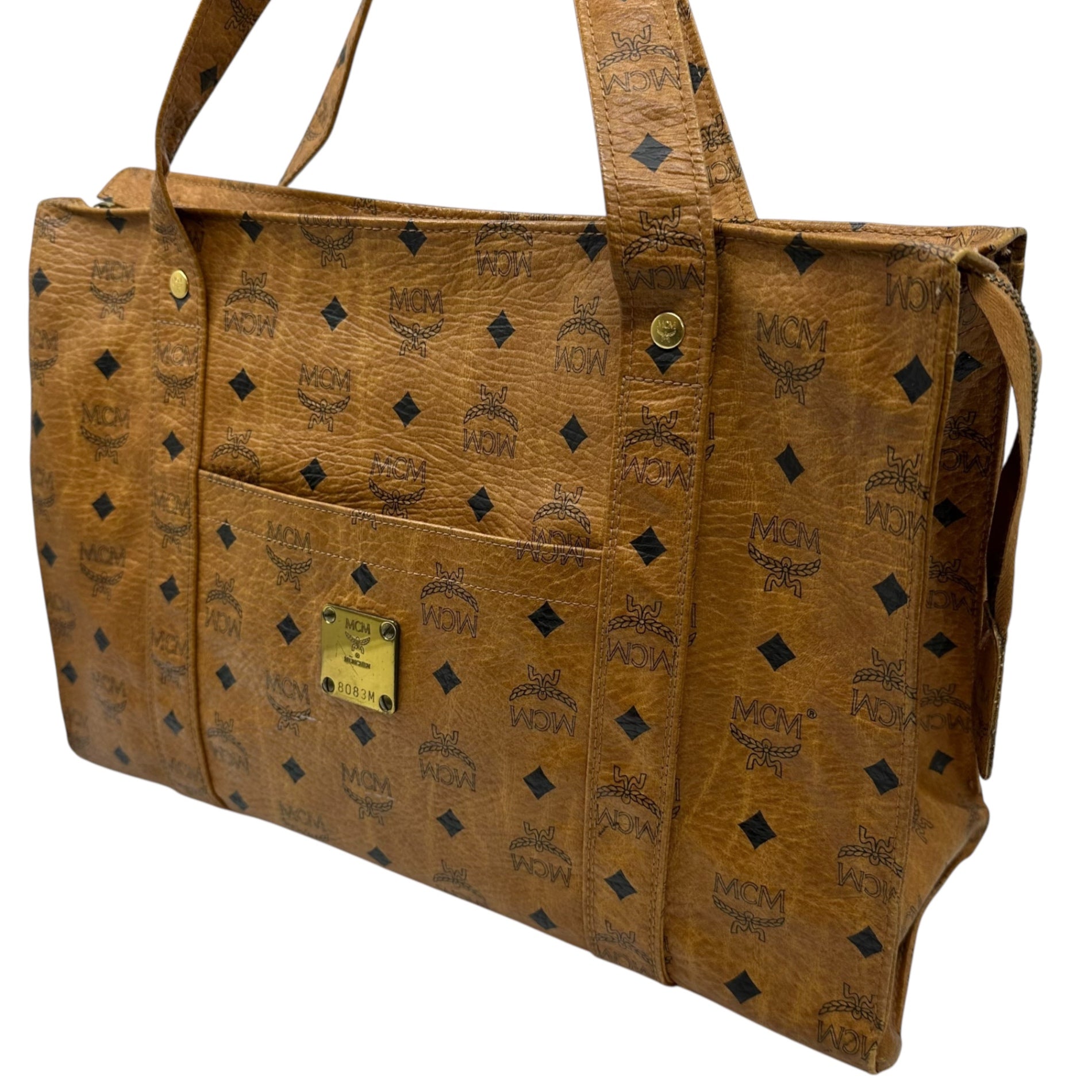 MCM(エムシーエム) Visetos Monogram Tote Bag ヴィセトス モノグラム トート バッグ 8083M ブラウン ririジップ使用