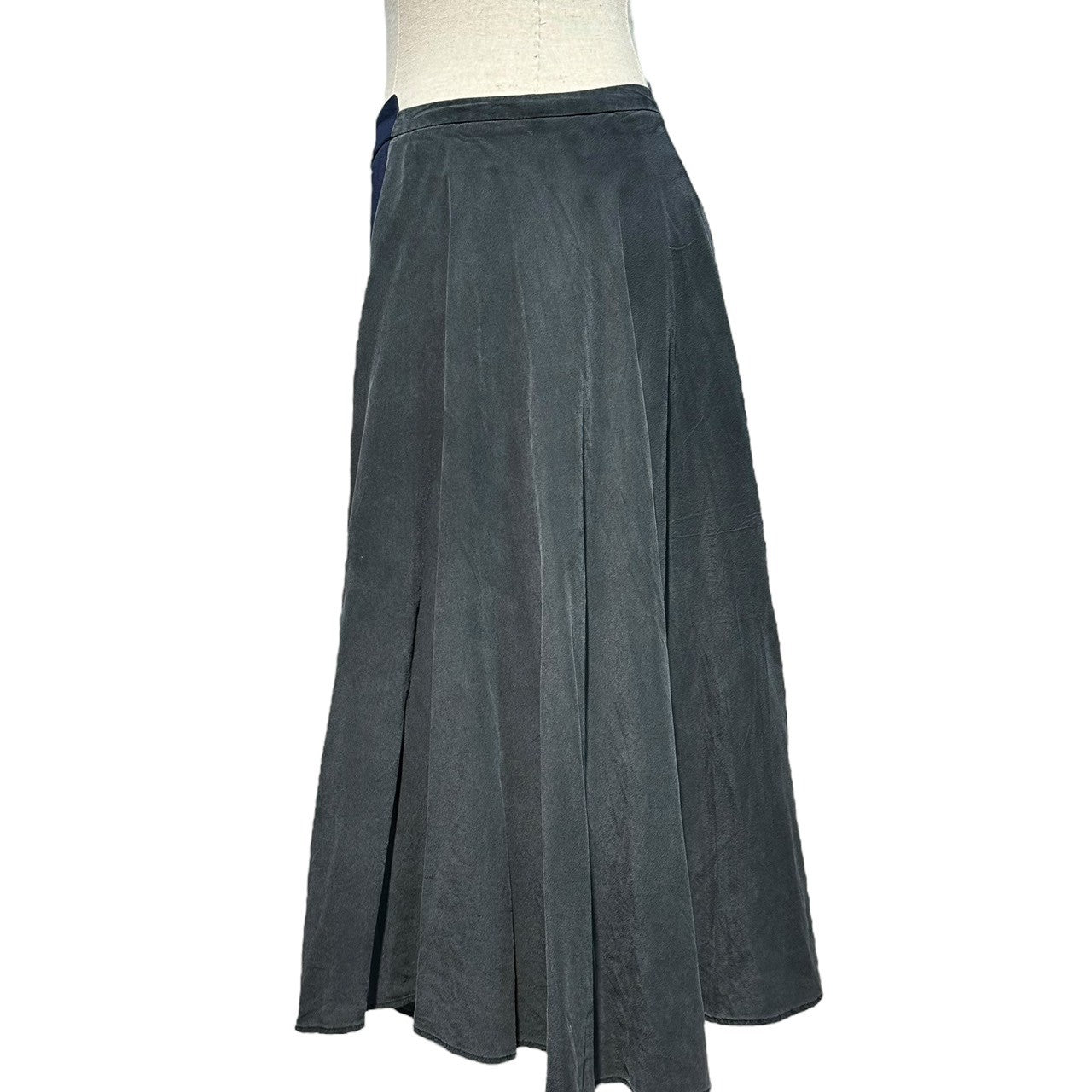 MAISON MARGIELA(メゾンマルジェラ) 15AW Asymmetrical Silk Knee-Length Skirt アシンメトリー シルク ひざ丈 スカート S31MA0293 42 ネイビー×グレー