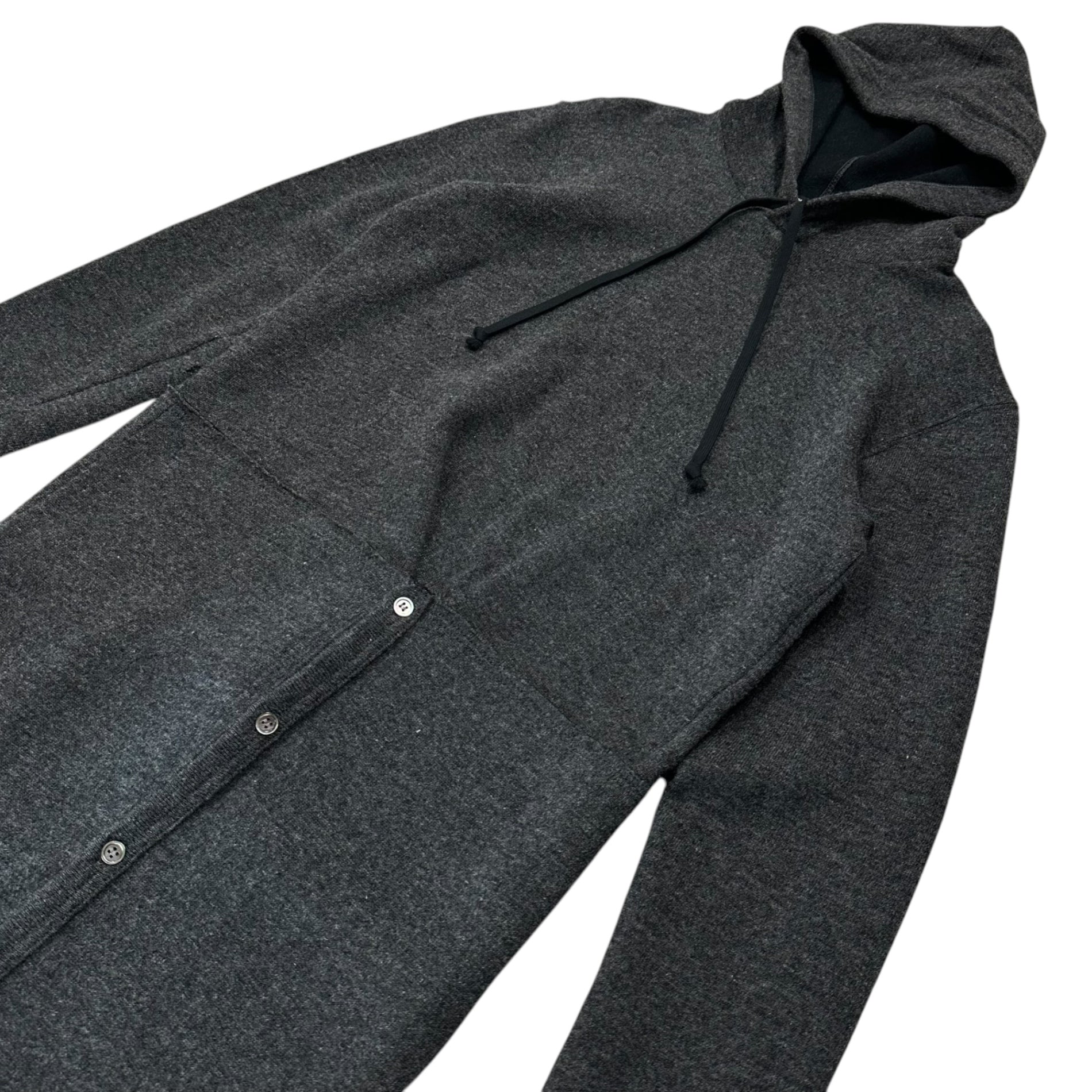 COMME des GARCONS HOMME PLUS(コムデギャルソンオムプリュス) 13AW Layered Wool Long Hoodie レイアード ウール ロング パーカー PL-T059 S グレー AD2013