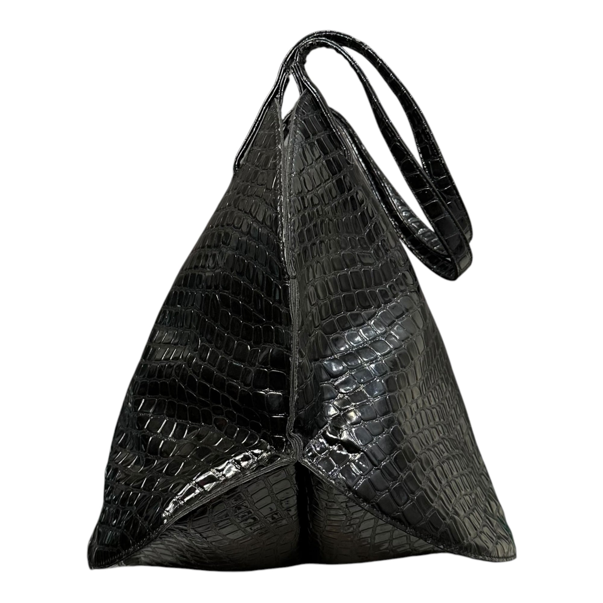 JUNYA WATANABE COMME des GARCONS(ジュンヤワタナベコムデギャルソン) Croco-Embossed Circle Tote Bag クロコ 型押し サークル トート バッグ JO-K 205 ブラック
