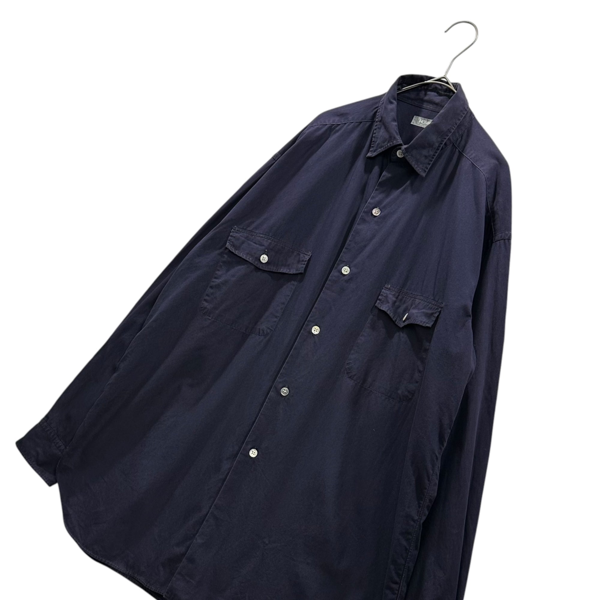 COMME des GARCONS HOMME(コムデギャルソンオム) 1978～1983's Vintage Flap-Pocket L/S Shirt ヴィンテージ フラップ ポケット 長袖 シャツ HB-110240 FREE ネイビー AD表記無 デカオム