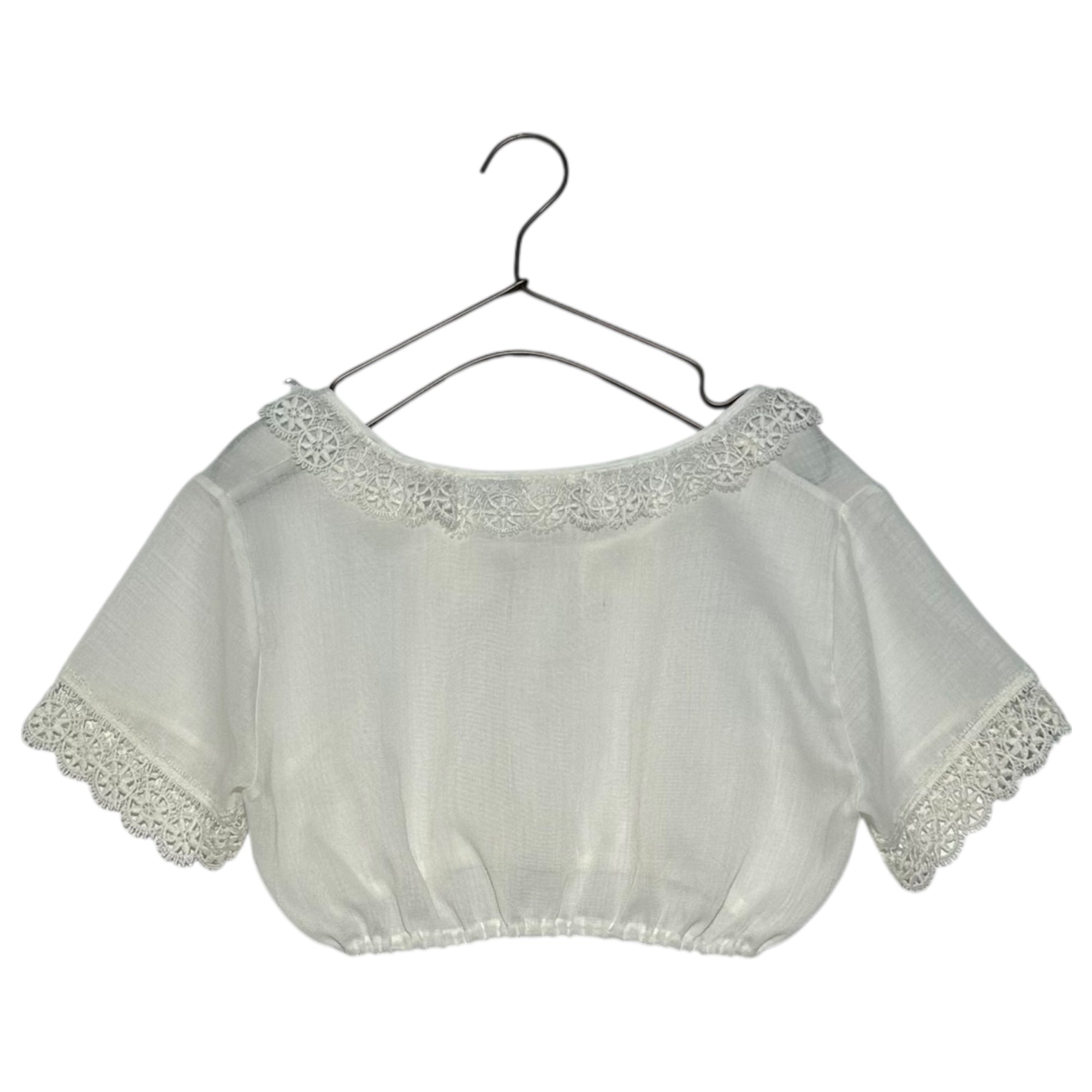 Euro vintage(ヨーロッパヴィンテージ) lace tirol shortblouse レースのチロルショートブラウス /ウエストゴム/レースに一部破れ有 S~M程度 ホワイト