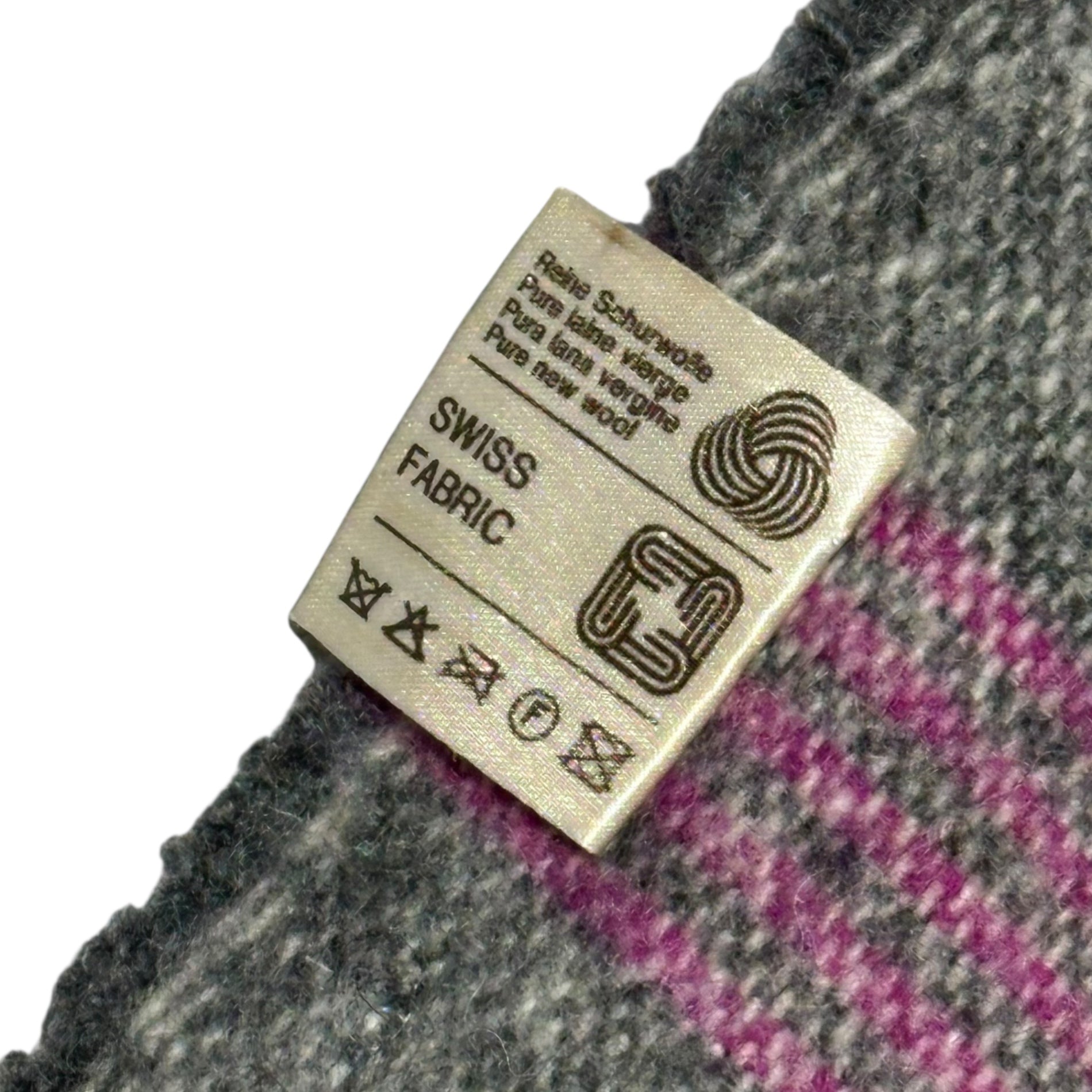 Euro vintage(ヨーロッパヴィンテージ) made in Switzerland wool100% stole スイス製 ウール デザインショール グレー