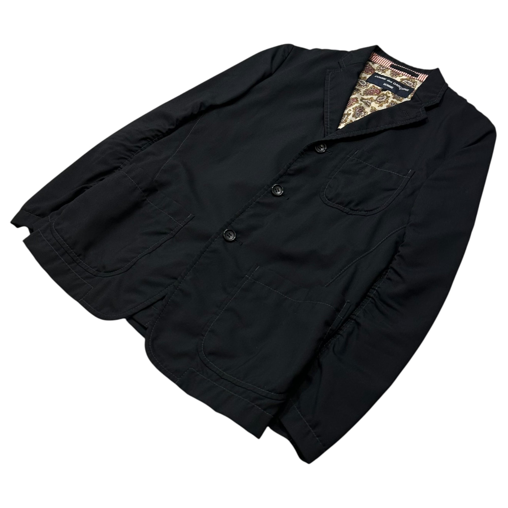 COMME des GARCONS HOMME(コムデギャルソンオム) 2013SS Paisley-Lined 3-Button Casual Jacket 裏地 ペイズリー 3ボタン カジュアル ジャケット HK-J012 XS ブラック AD2012