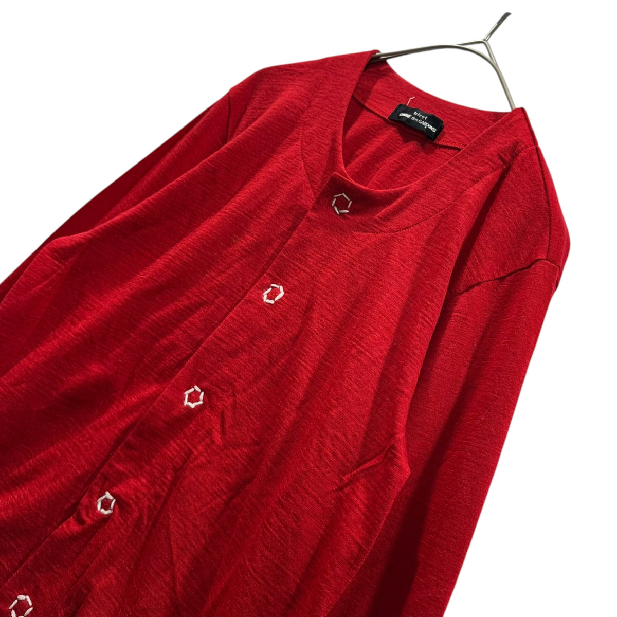 tricot COMME des GARCONS(トリココムデギャルソン) 1994SS Stitch-Work Snap-Button Wool Cardigan ステッチ ワーク スナップ ボタン ウール カーディガン TT-040750 FREE レッド AD1993 90s アーカイブ