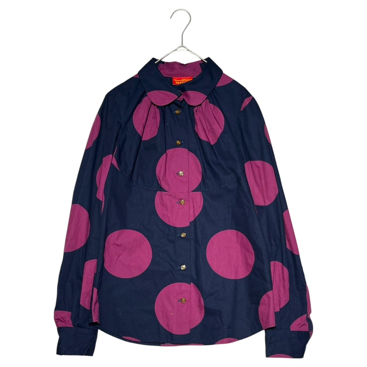 Vivienne Westwood RED LABEL(ヴィヴィアンウエストウッドレッドレーベル) round collar dot blouse shirt 丸襟 ドット ブラウス シャツ 357-01-87016 3(L) ネイビー×パープル