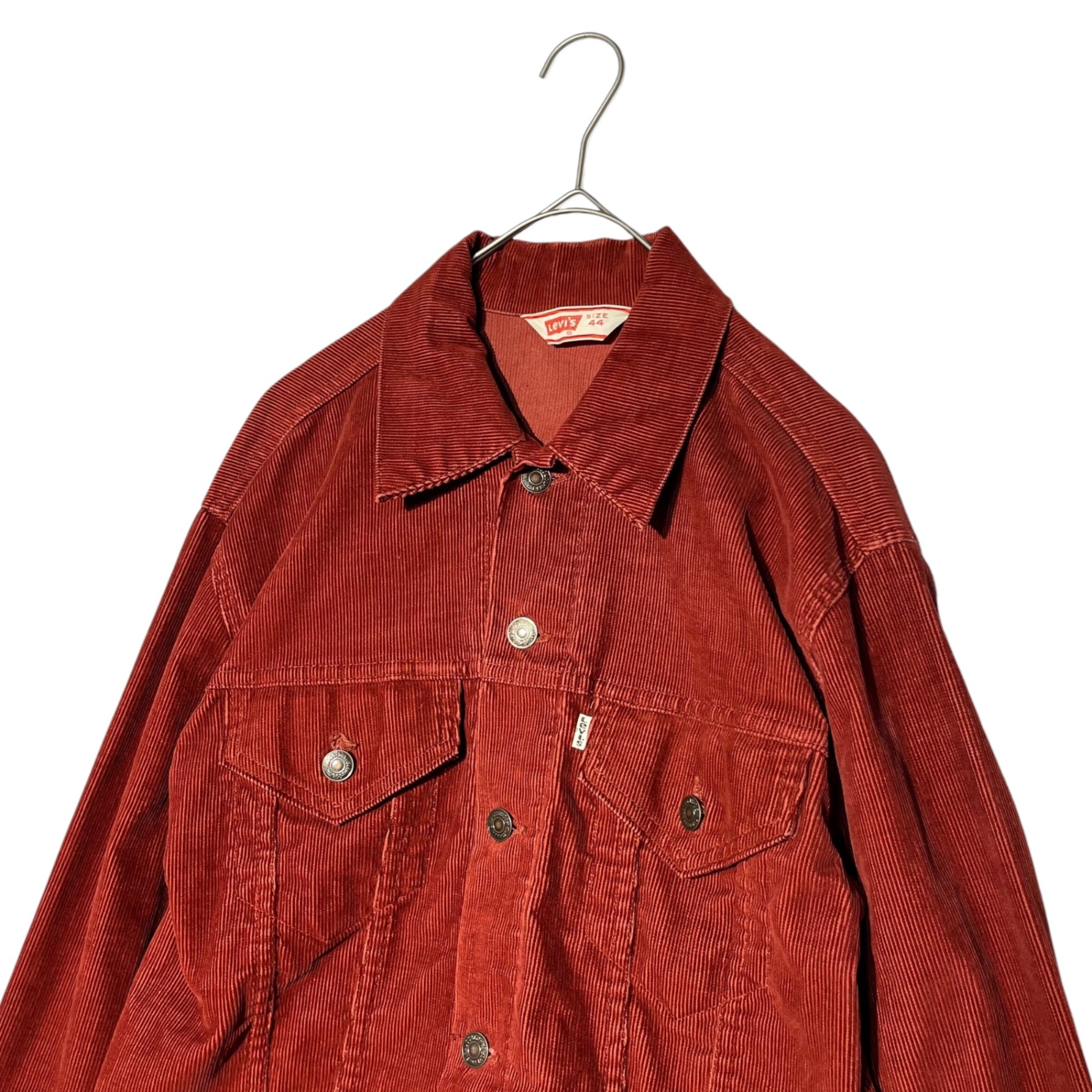 Levi's(リーバイス) 70's VINTAGE CORDUROY TRUCKER JACKET ヴィンテージ コーデュロイ トラッカー ジャケット 70505-1587 44 レッドブラウン 裏529 USA製