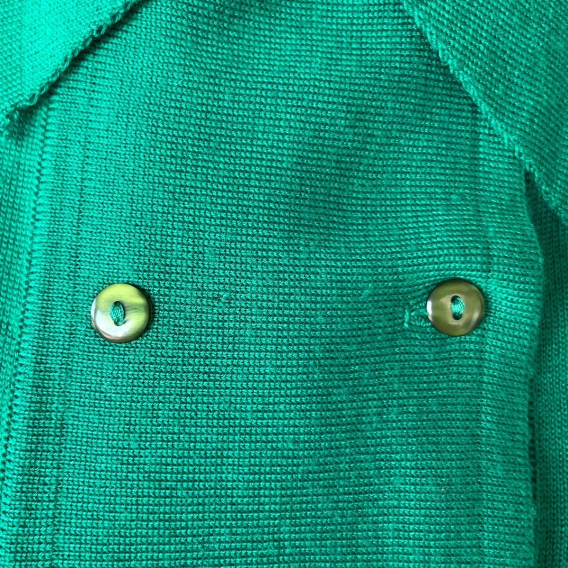 Euro Vintage(ヨーロッパヴィンテージ) Vert_70's~ double button knit cardigan/ダブルボタンニットカーディガン 2(Lサイズ程度) グリーン