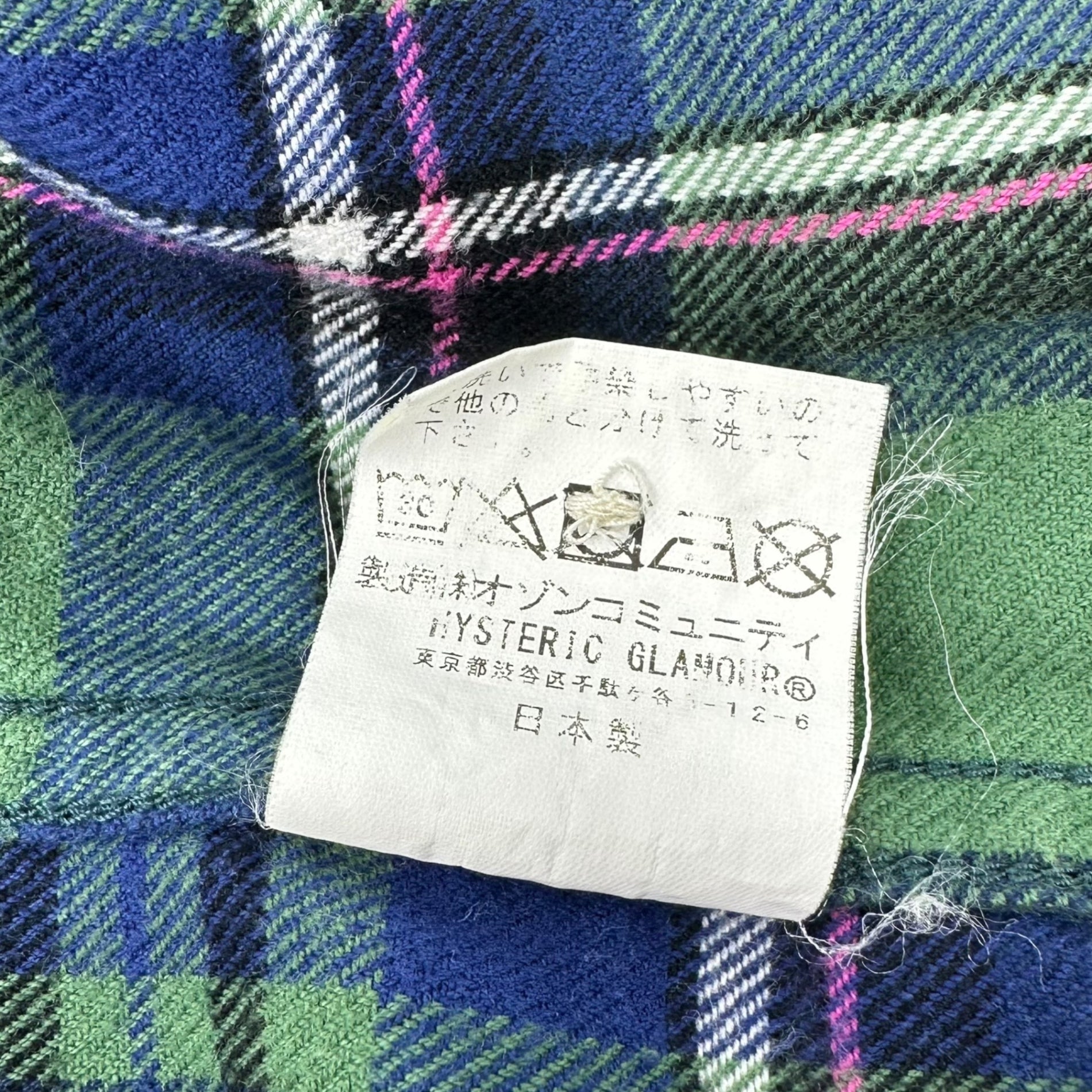 HYSTERIC GLAMOUR(ヒステリックグラマー) Girls Print Check Shirt ガールズ プリント チェック シャツ 02173AH02 S ブルー×グリーン×ピンク