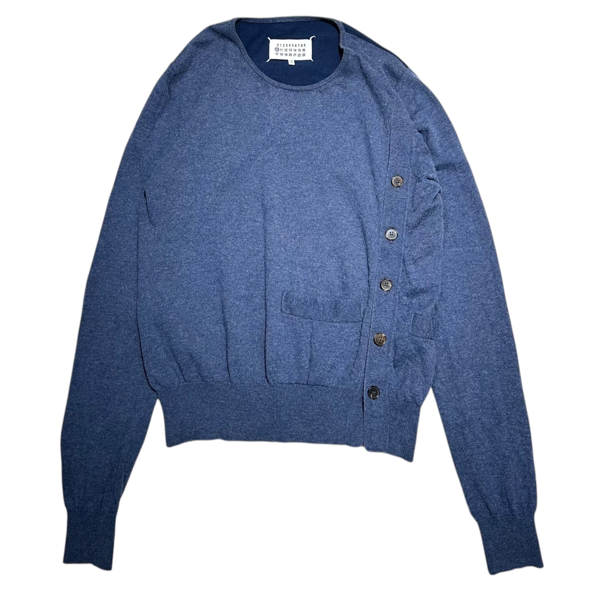 MAISON MARGIELA(メゾンマルジェラ) 17SS Reconstructed Asymmetrical C/W Knit 再構築 アシンメトリー コットン ウール ニット S50HA0689 S ネイビー