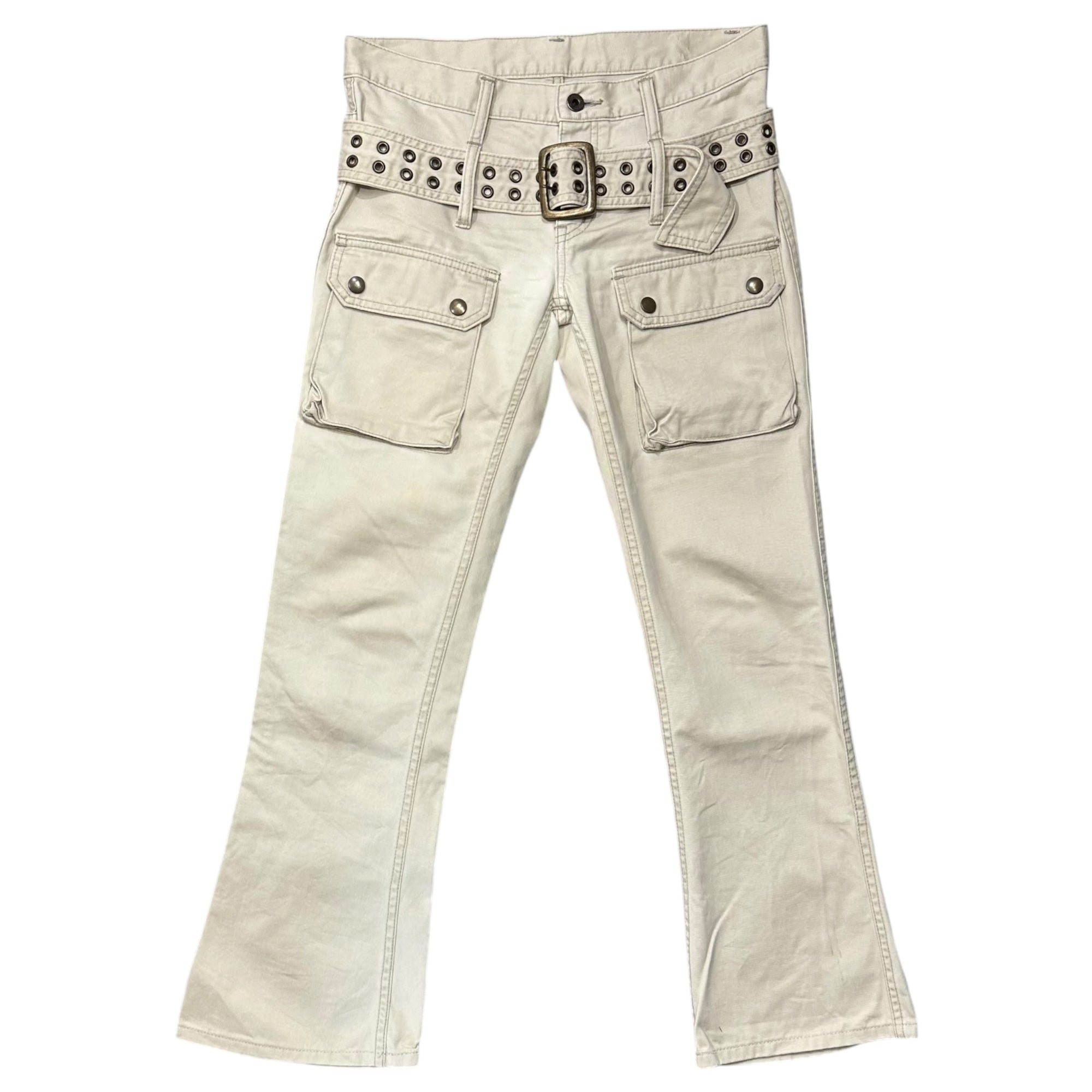 Hysterics(ヒステリックス) 1990's~2000's Eyelet belt flared pants 鳩目ベルト フレア パンツ 3AP-4513 M ベージュ