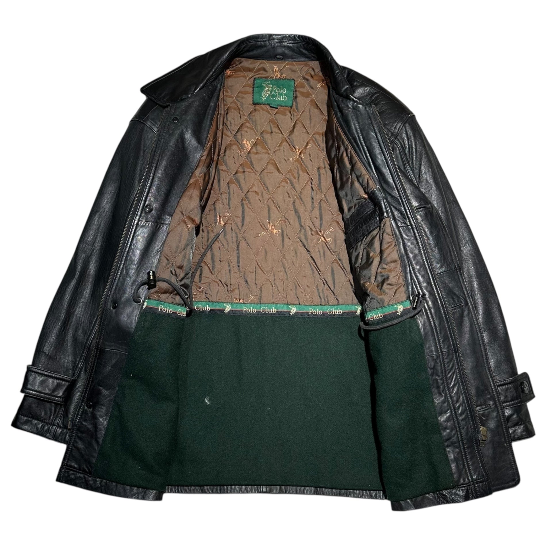 POLO CLUB(ポロクラブ) 80's~90's Vintage Long Leather Jacket  ヴィンテージ ロング レザー ジャケット  M ブラック コート