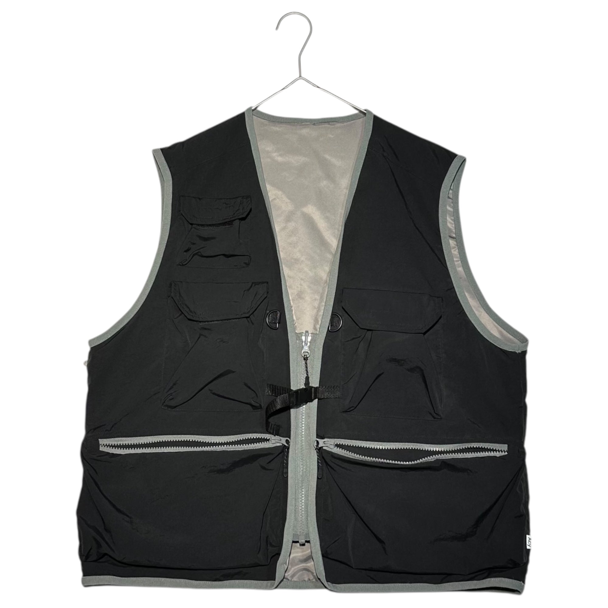 Acy(エイシー) 24SS 2WAY UTILITY VEST ユーティリティー ベスト BSM45-ACY-004 02 ブラック×グレー リバーシブル