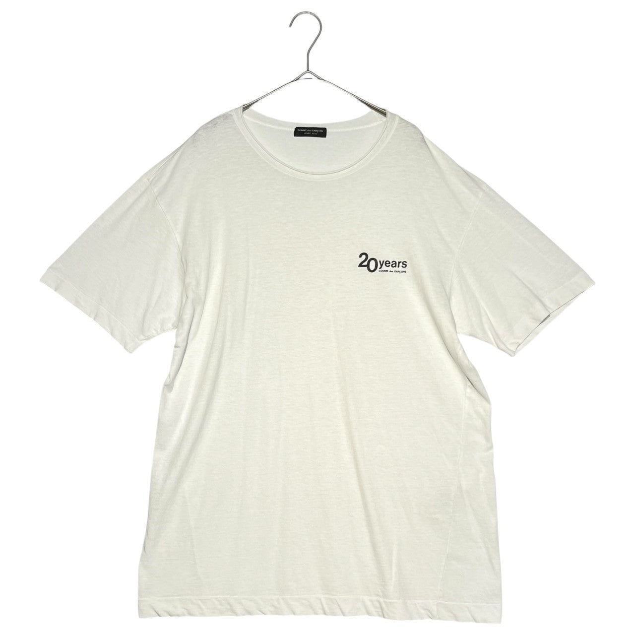 COMME des GARCONS HOMME PLUS(コムデギャルソンオムプリュス) 90's 20th anniversary logo cut-out neck T-shirt 90年代 20周年ロゴ 切りっぱなし ネック Tシャツ FREE ホワイト