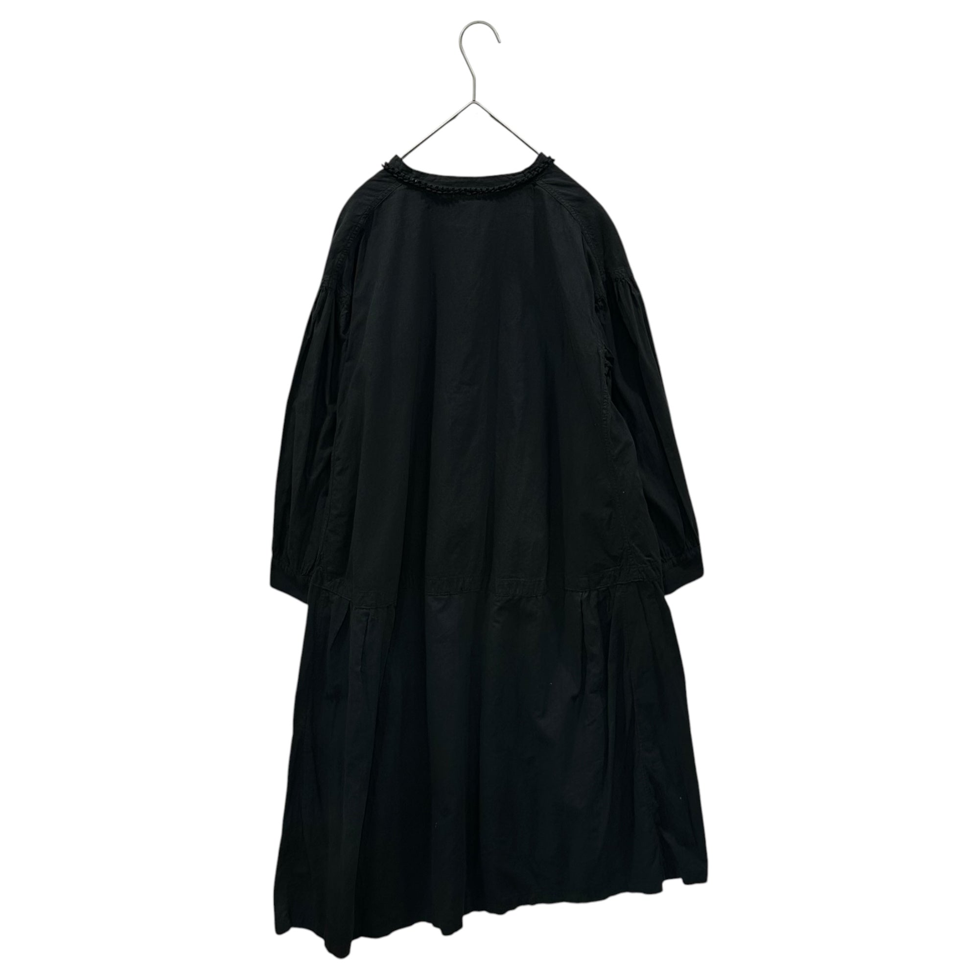 Euro antique(ヨーロッパアンティーク) 1910's~ cotton minilace collar long slevee onepiece コットンのミニレース襟のついた長袖ワンピース 表記無し(M~L程度) ブラック