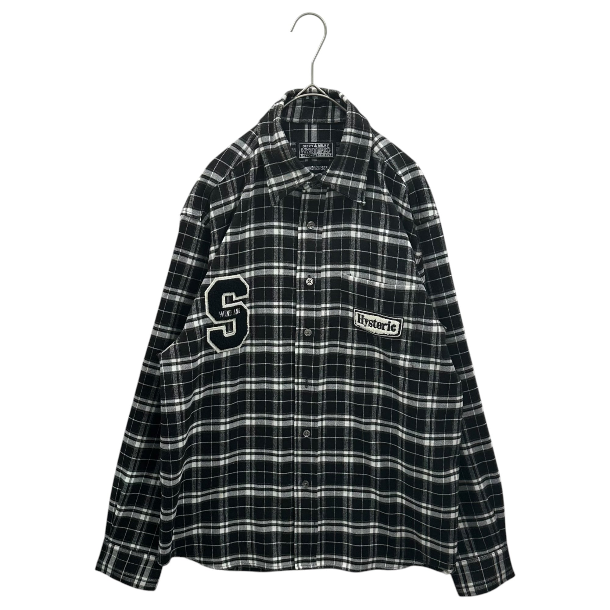 WIND AND SEA×HYSTERIC GLAMOUR (ウィンダンシー×ヒステリックグラマー) 2021AW White checkered long-sleeved shirt ホワイト チェック ロングスリーブ シャツ HDS-C-HYS-23-AP-Q1-09 M ブラック×ホワイト