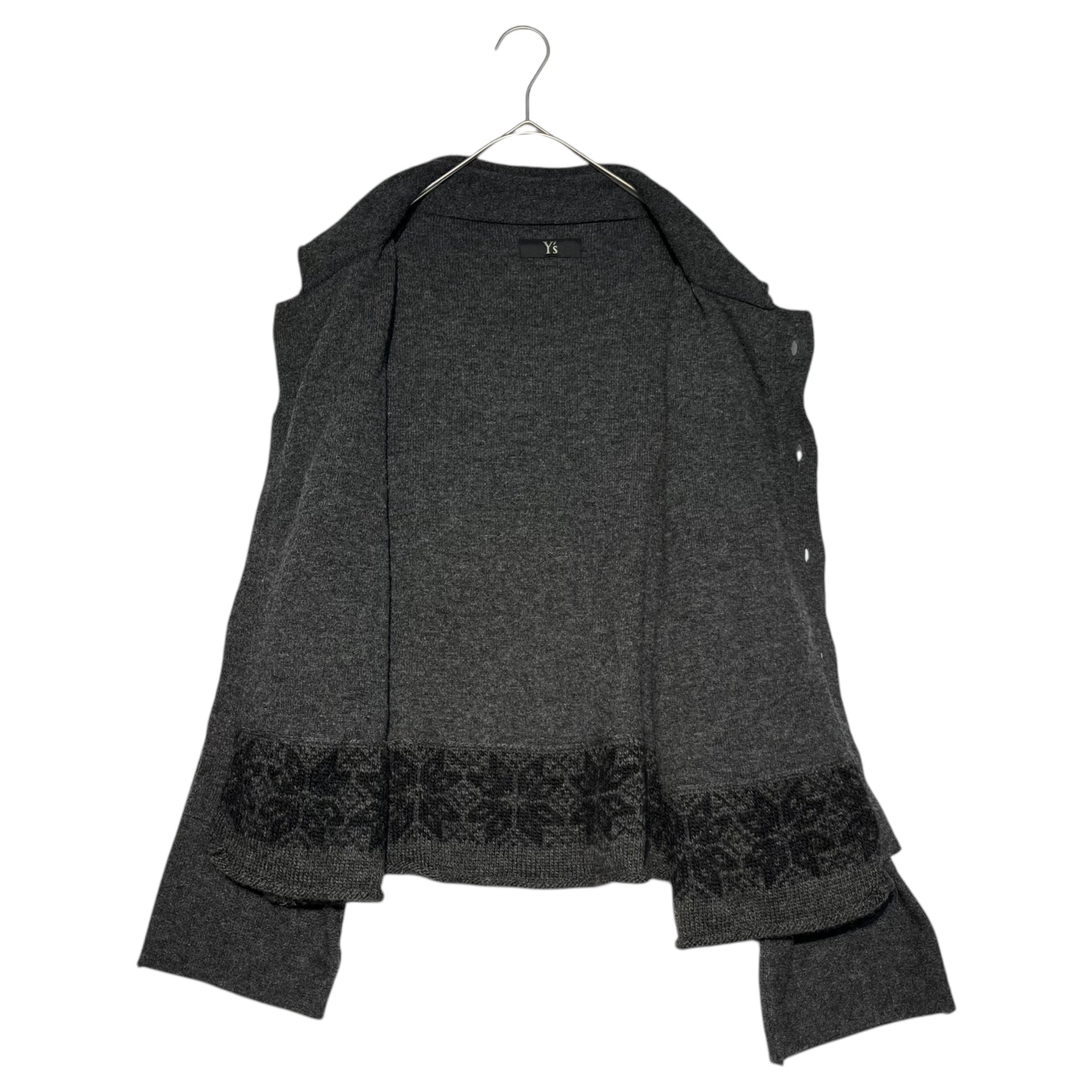 Y's(ワイズ) DOUBLE COLOR KNIT WOOL CARDIGAN ダブル カラー ウール ニット カーディガン YV-K36-975 2 グレー