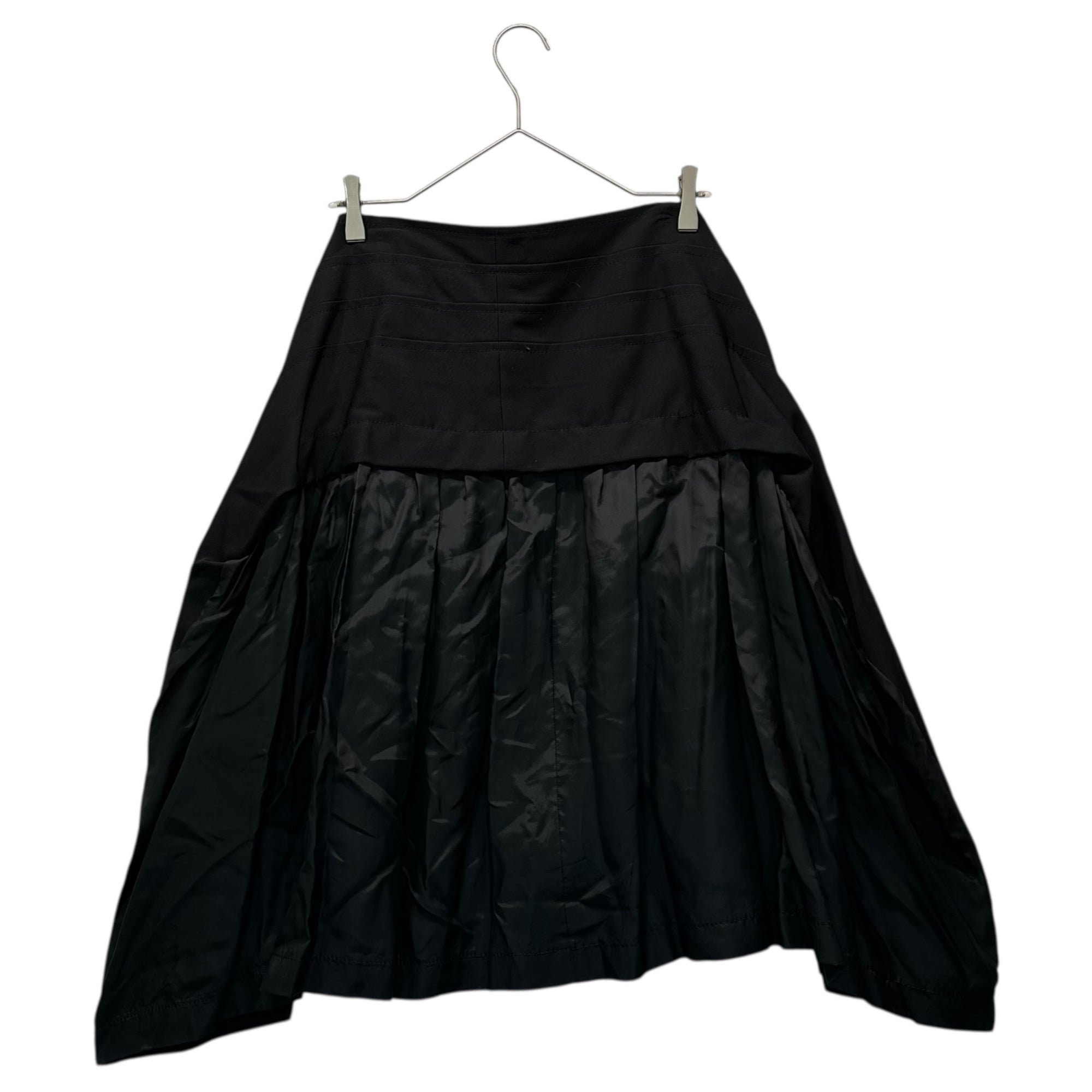 tricot COMME des GARCONS(トリココムデギャルソン) 12SS Back Panel Contrast Material Pleated Belt Skirt 背面 異素材 切替 プリーツ ベルトスカート TI-S002 M ブラック AD2011