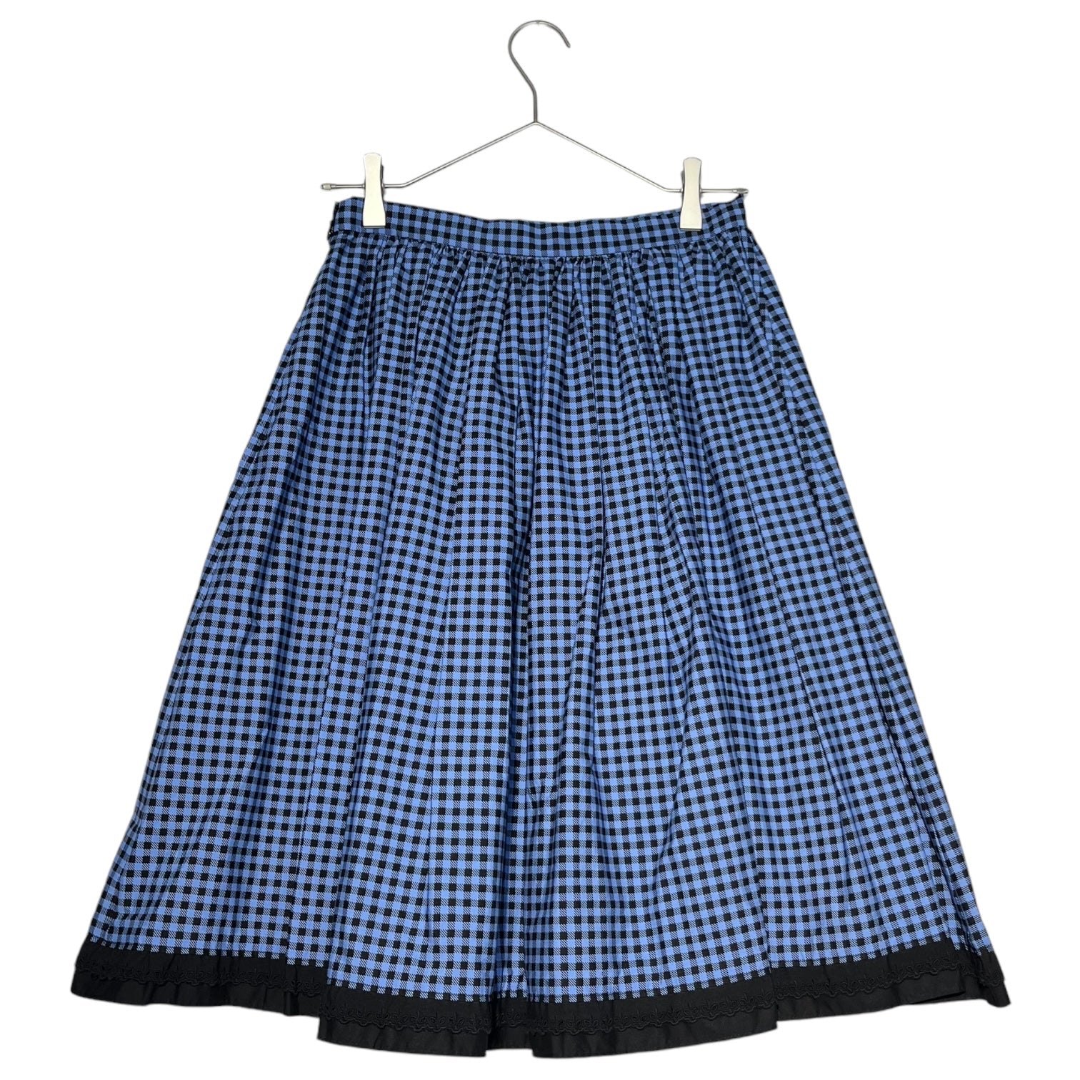 PRADA(プラダ) 17SS Checked skirt with ruffled hem 裾フリル装飾 チェック スカート APD2017 3307 38 ブルー×ブラック