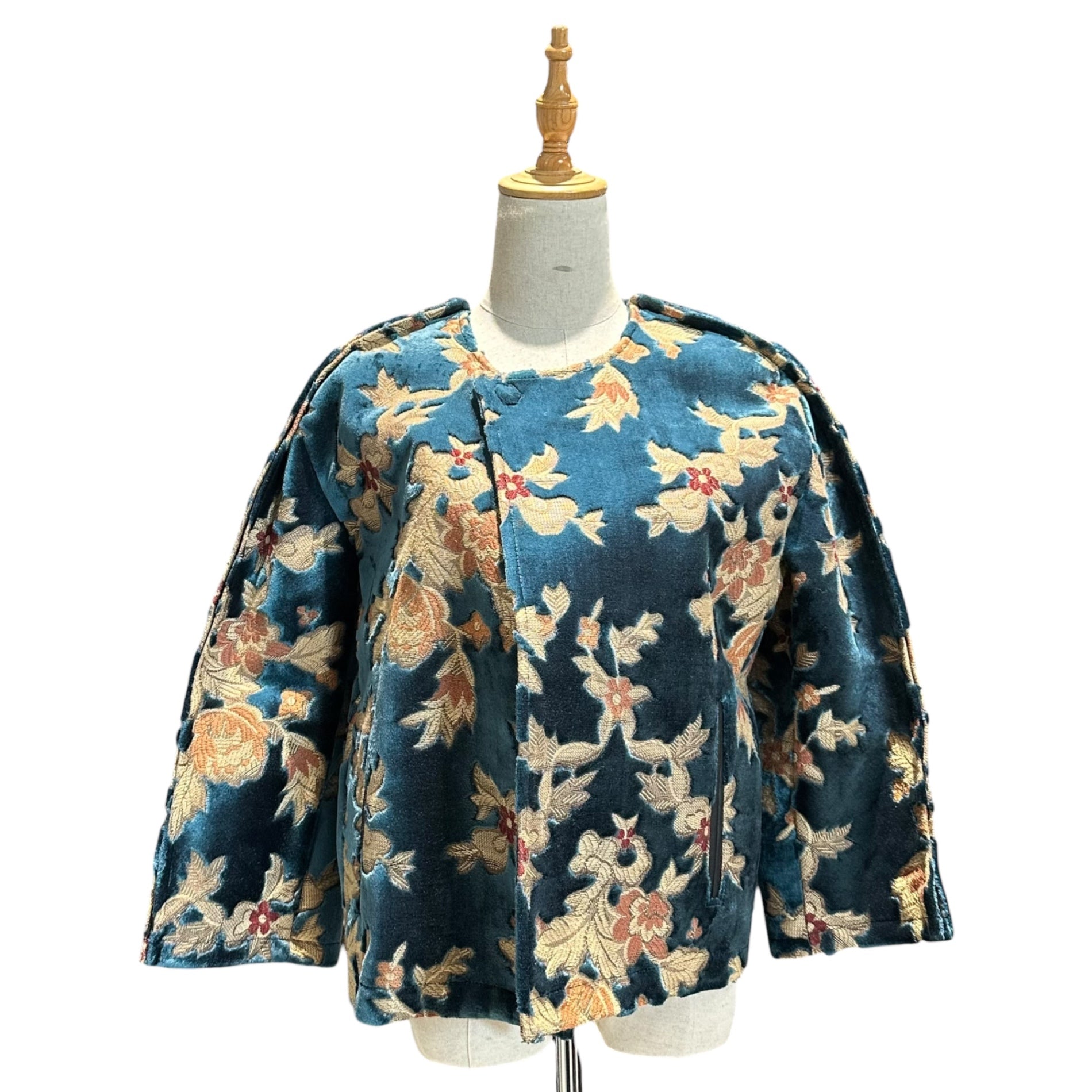 JUNYA WATANABE COMME des GARCONS(ジュンヤワタナベコムデギャルソン) 17AW Floral Velvet Jacquard Jacket  花柄 ベルベット ジャガード ジャケット  JT-J048 XS ブルー×ベージュ AD2017