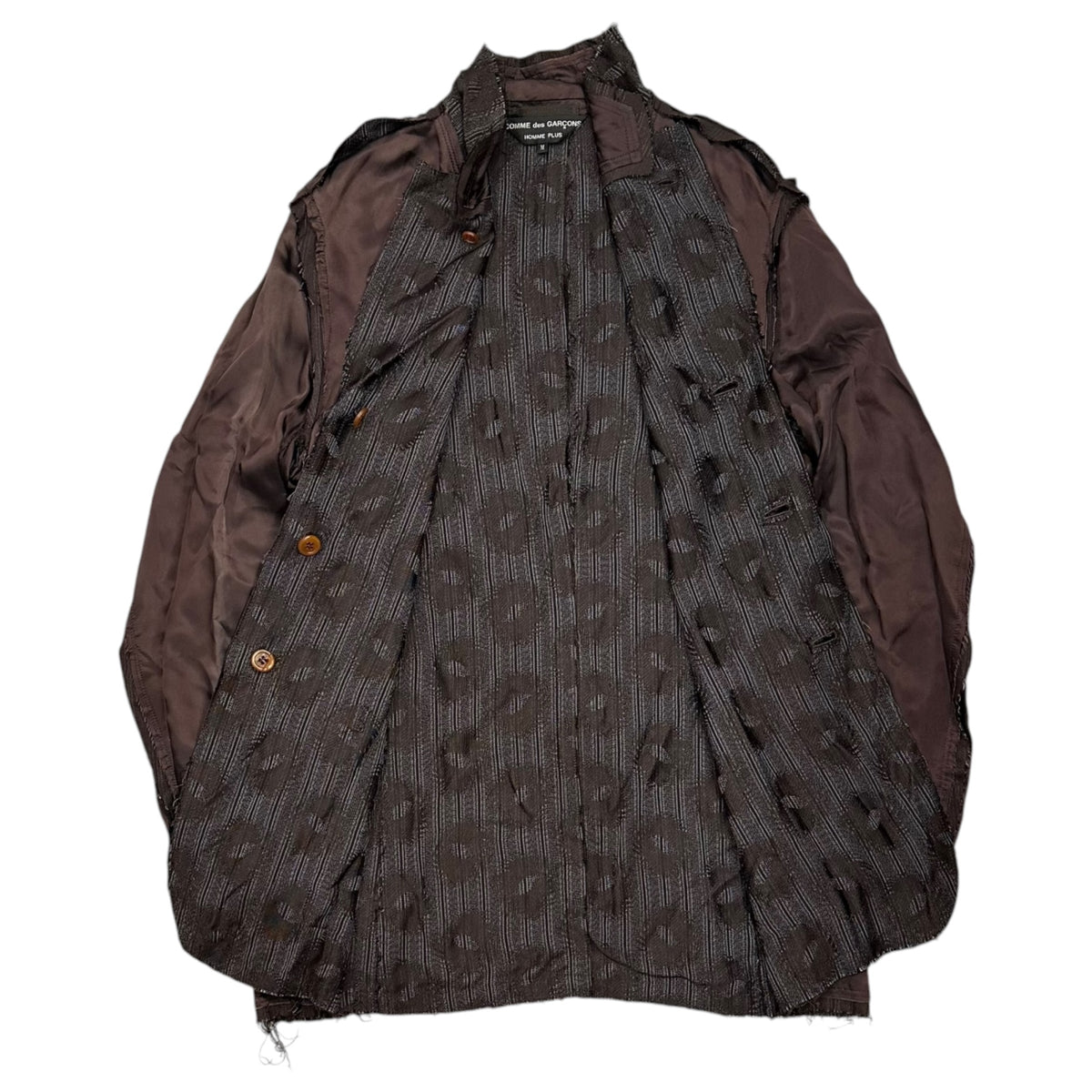 COMME des GARCONS HOMME PLUS(コムデギャルソンオムプリュス) 2002AW Inside-Out Cut-Out Design Cupra Jacket インサイドアウト 断ち切りデザイン キュプラ ジャケット PG-J016 M ブラウン AD2002 四つの黒期 アーカイブ