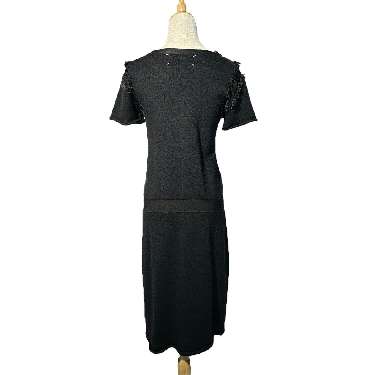 MAISON MARGIELA(メゾンマルジェラ) 16AW french sleeve knit dress フレンチスリーブ フリンジ ニット ワンピース ドレス 切替 S51CT0743 L ブラック