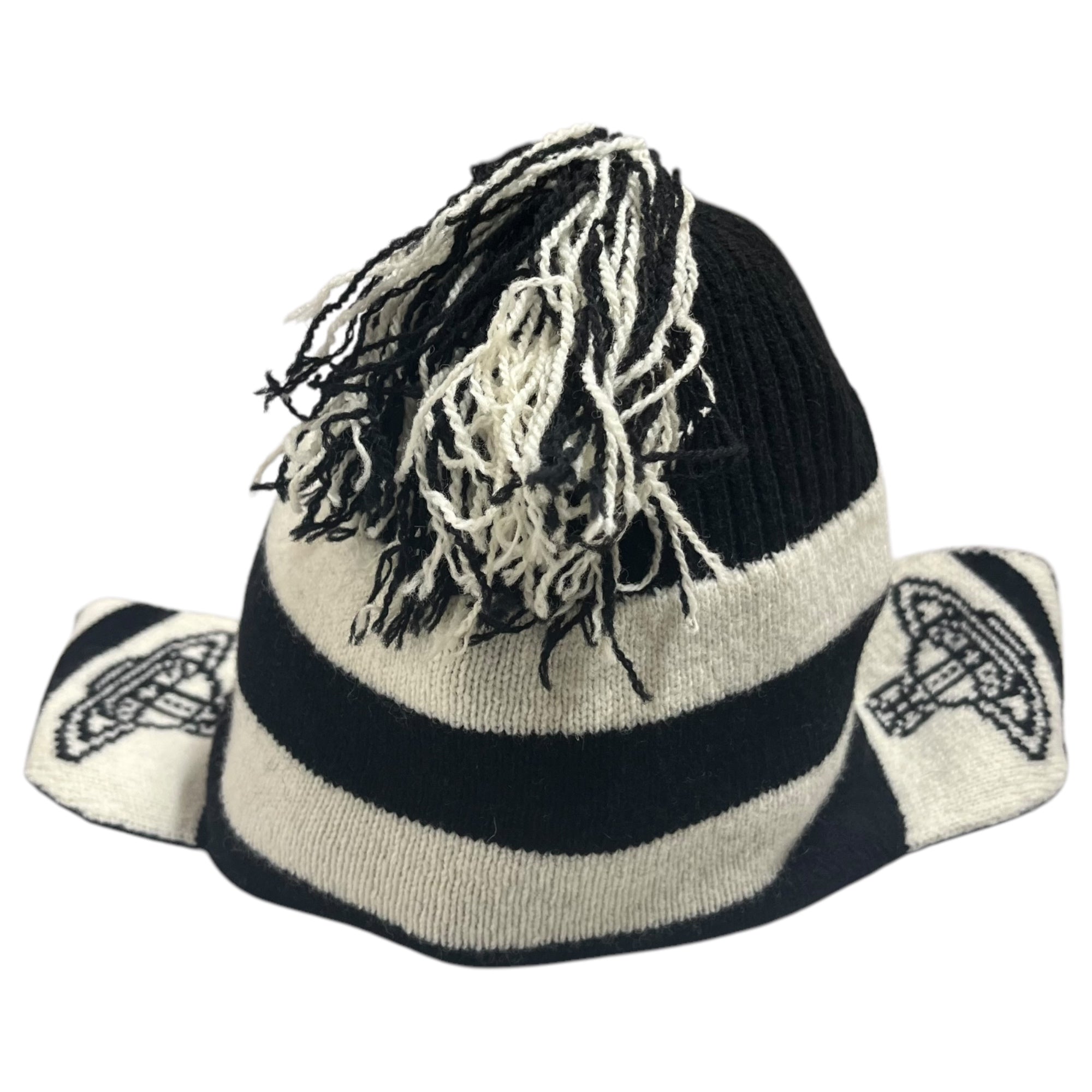 Vivienne Westwood(ヴィヴィアンウエストウッド) Reprint knit hat with ear flaps 復刻 耳当て付き ニット帽 FREE アイボリー×ブラック 正規タグ付属