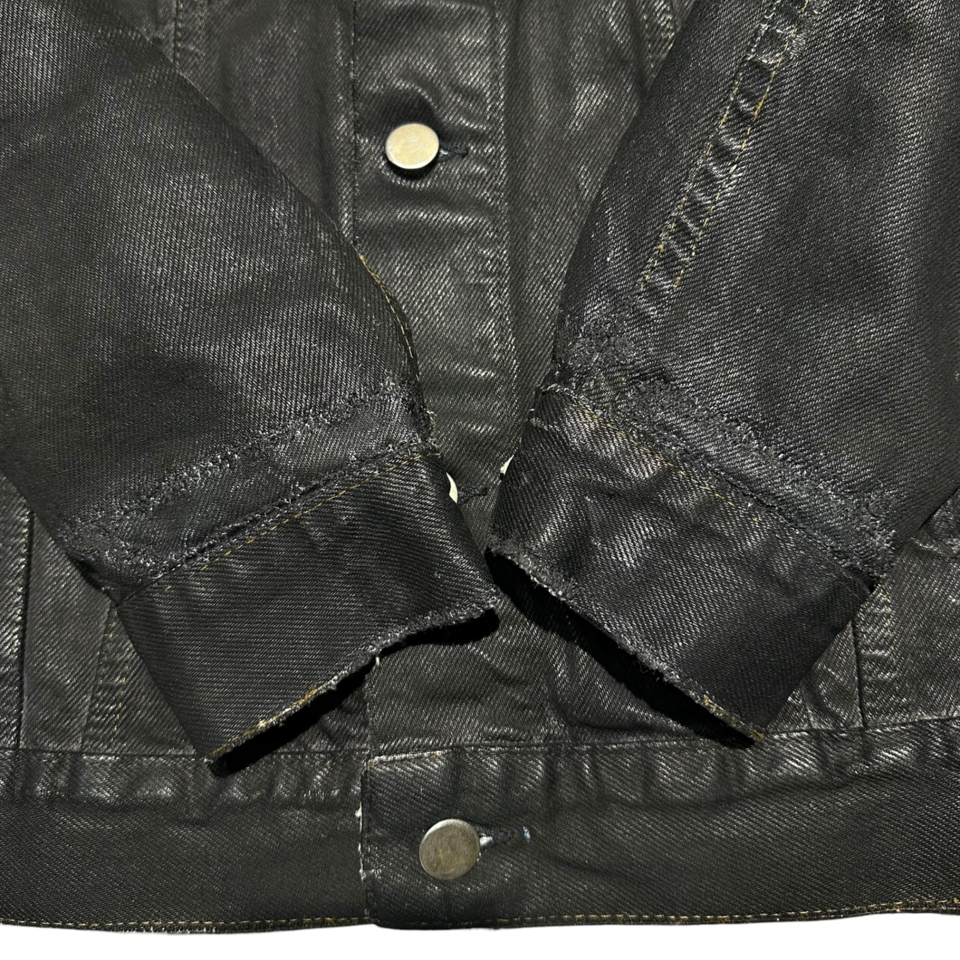 【SALE対象外】Maison Martin Margiela(メゾン マルタンマルジェラ) 2000SS ⓪ ⑩ Artisanal Paint Denim Trucker Jacket アーティザナル 再構築 デニム トラッカー ジャケット 333-48440 M ブラック 00's オリゾンティタグ 本人期 リーバイス3rdモデル ポケット有Ver