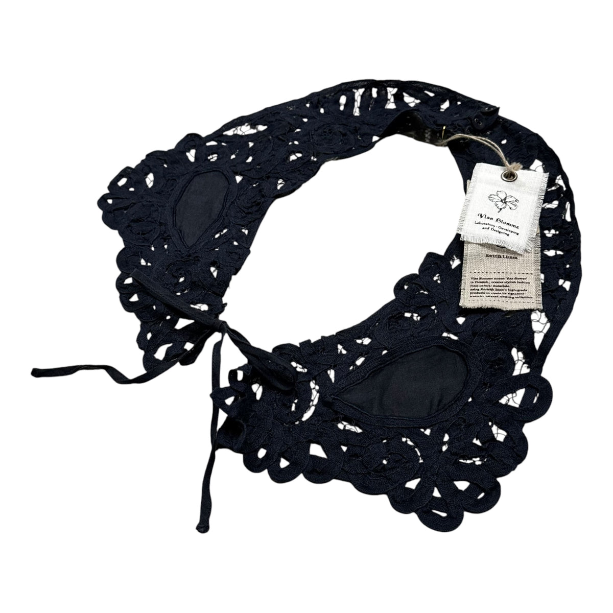Vlas Blomme(ヴラスブラム) Detachable collar Botanical dye つけ襟 ボタニカルダイ ダークネイビー