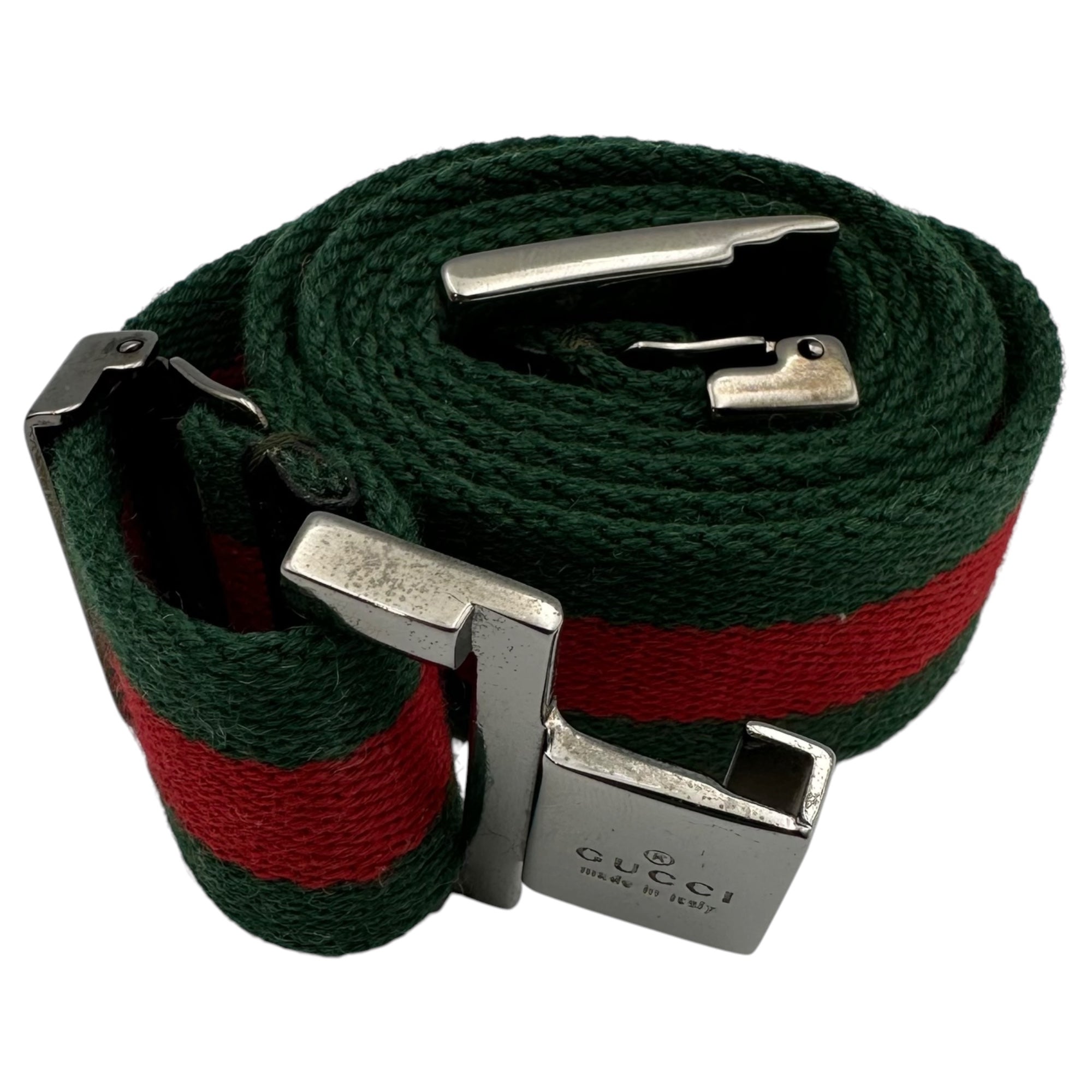 GUCCI(グッチ) 2000's Gucci Web Stripe waist belt シェリーライン ウエスト ベルト グリーン×レッド