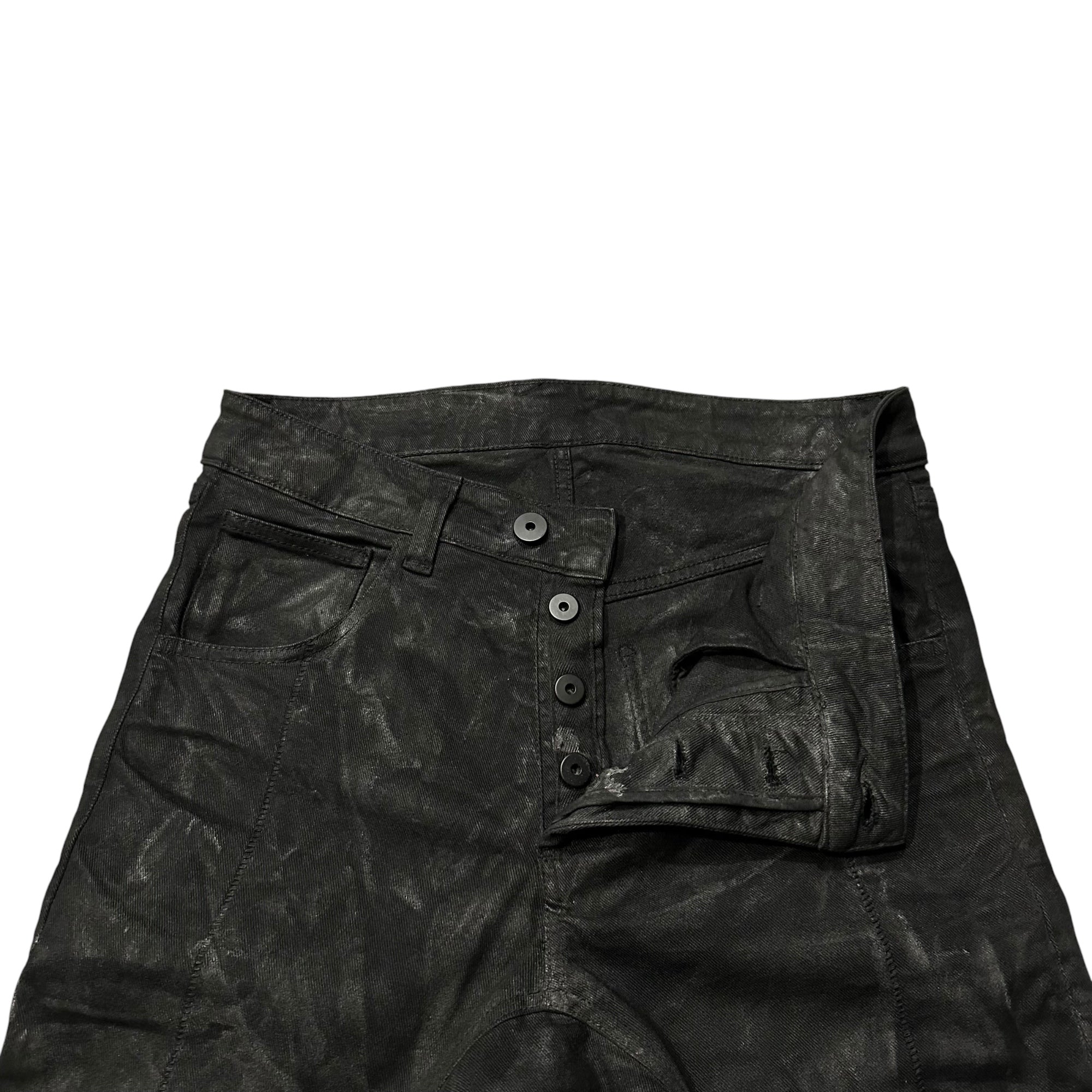 11 BY BORIS BIDJAN SABERI(イレブンバイボリスビジャンサベリ) Slim-Fit Coated Denim Pants タイトフィット コーティング デニム パンツ S ブラック バナナカット