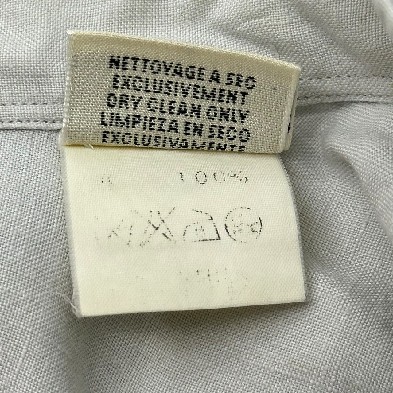 HERMES(エルメス) By Margiela Basic L/S Linen Shirt マルジェラ期 ベーシック 長袖 リネン シャツ 38(M程度)※メンズ着用可 ライトグレー アーカイブ エルメスジャポン
