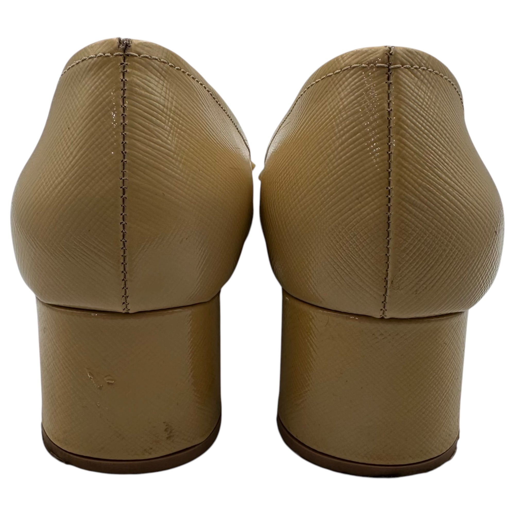 PRADA(プラダ) Patent Saffiano Leather Pumps パテント サフィアーノレザー パンプス 37 1/2 ベージュ
