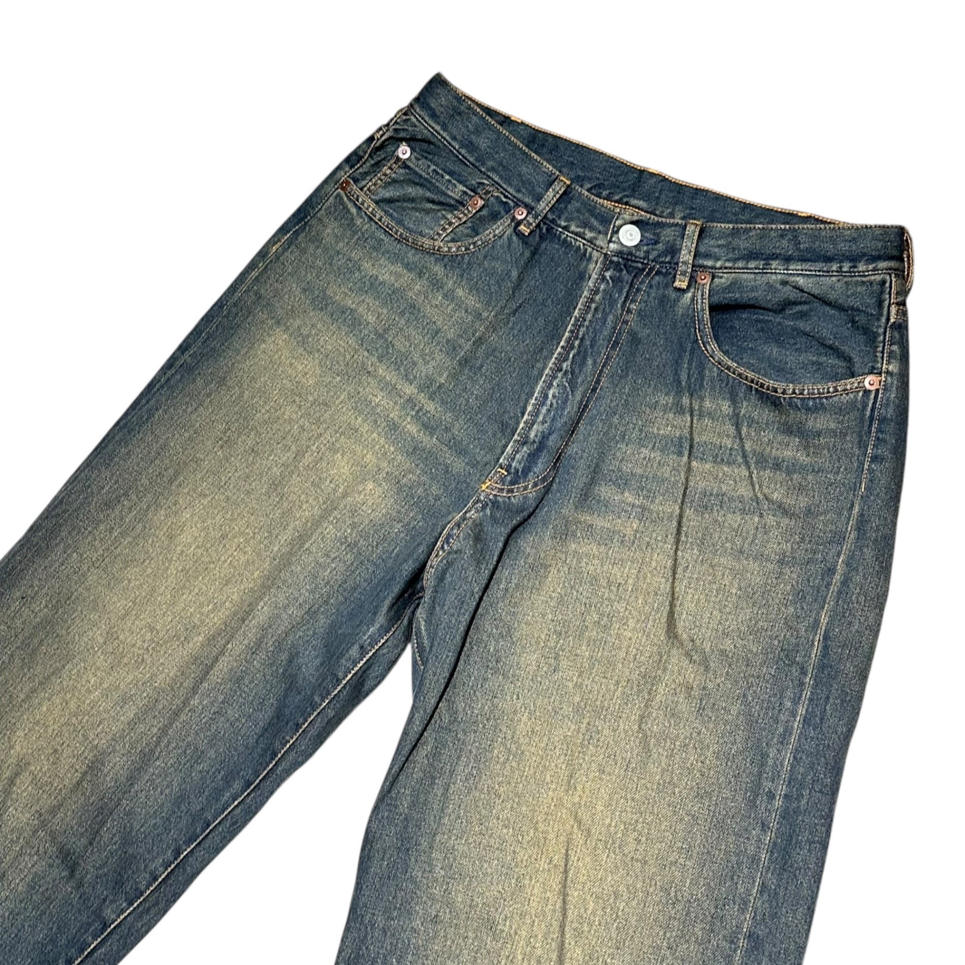 BEAMS(ビームス) Wide Straight Denim Pants ワイド ストレート デニム パンツ 11-21-0299-791 M フェードブラック