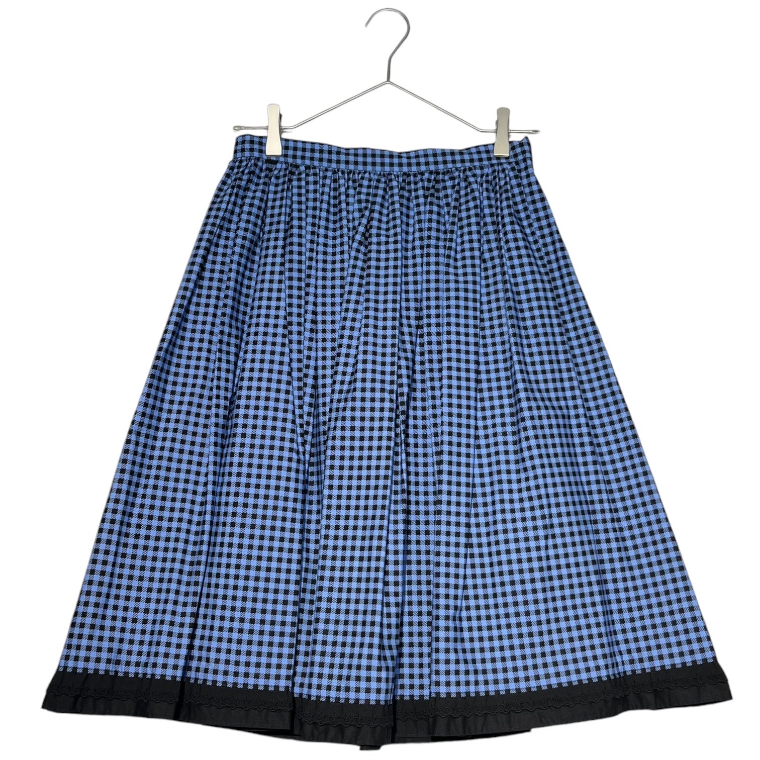 PRADA(プラダ) 17SS Checked skirt with ruffled hem 裾フリル装飾 チェック スカート APD2017 3307 38 ブルー×ブラック