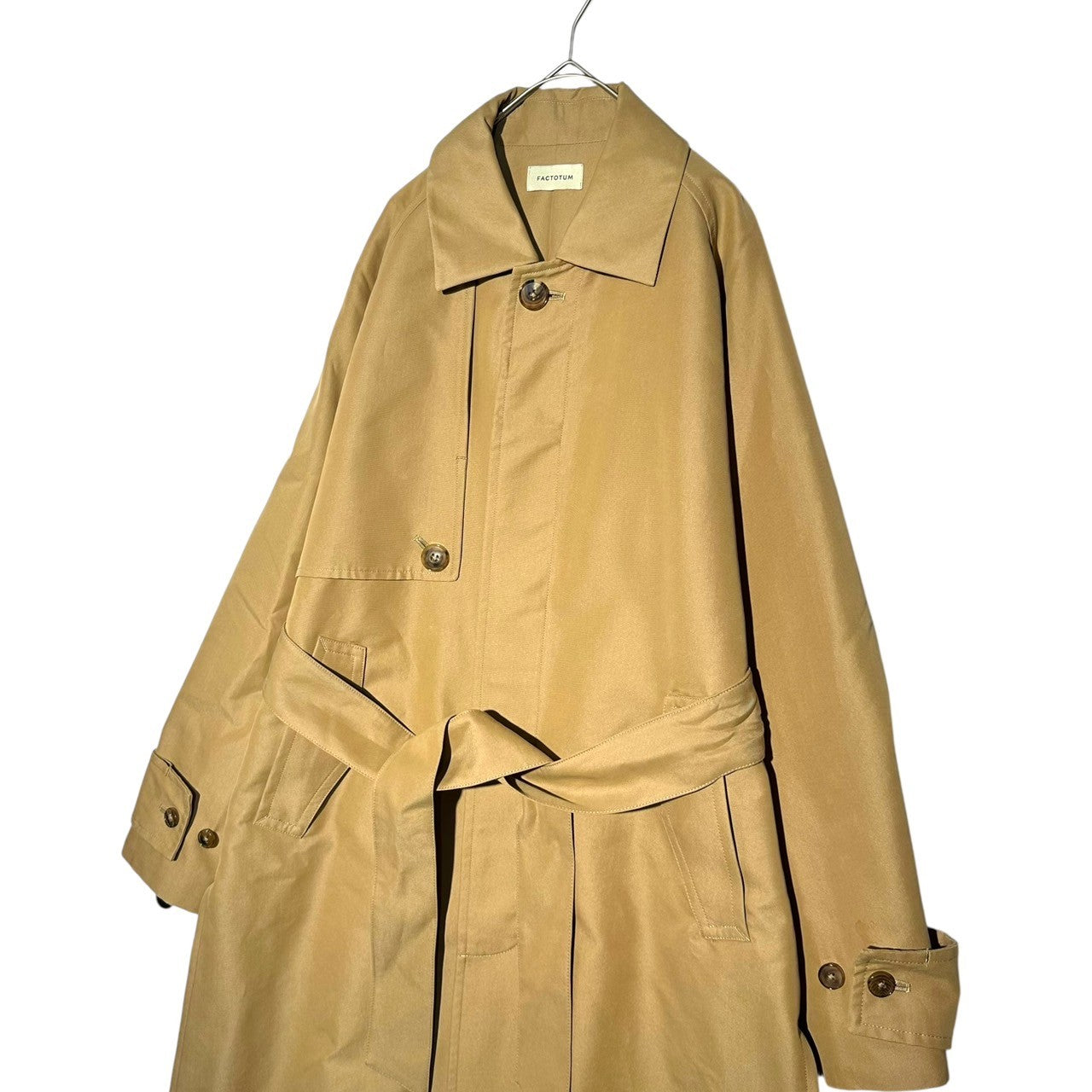 FACTOTUM(ファクトタム) Wool-like Barbary Nidom Finish Balmacan Coat ウールライクバーバリーニドム加工 バルマカンコート 01030636 44 ベージュ ロング トレンチ ステンカラー
