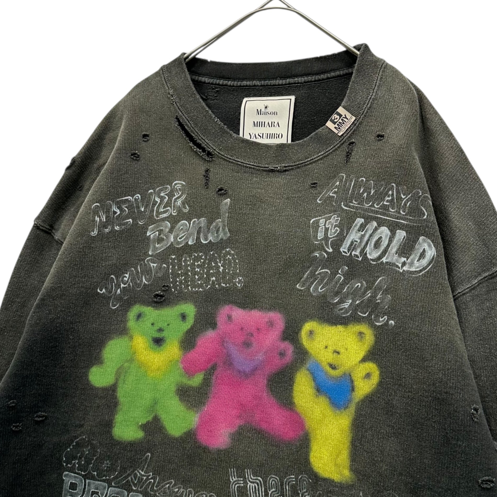 Maison MIHARA YASUHIRO(メゾンミハラヤスヒロ) 22AW Distressed pullover ダメージ加工 プルオーバー スウェット A09PO552 48(M) フェードブラック