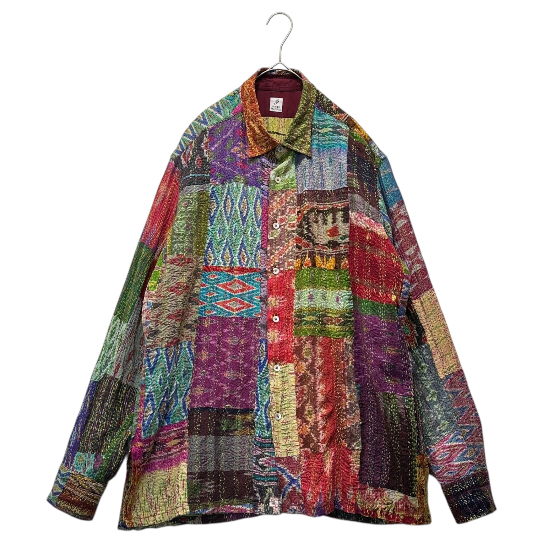 PERIOD FEATURES(ピリオドフィーチャーズ) Sashiko Silk Patchwork Shirt 刺し子 シルク パッチワーク シャツ J22022-3 表記無(FREE) マルチ