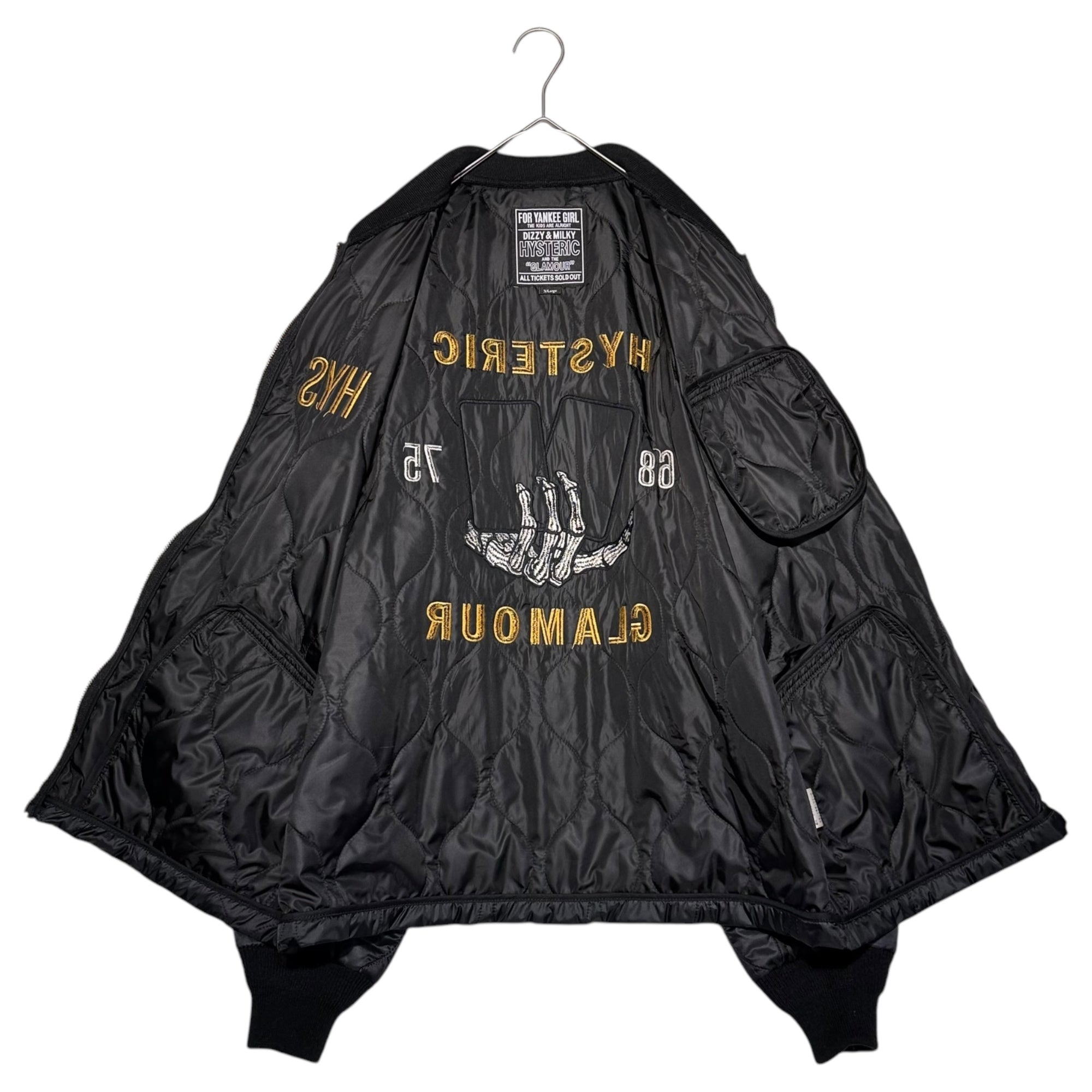 HYSTERIC GLAMOUR(ヒステリックグラマー) KING &QUEEN embroidered quilted blouson 刺繍 キルティング ブルゾン 02223AB05 XL ブラック