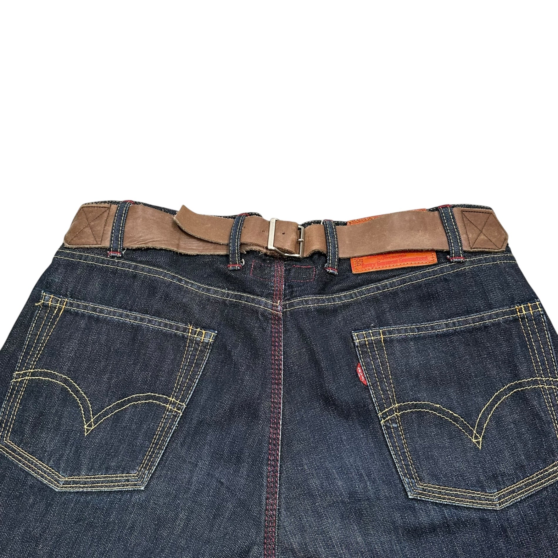 COMME des GARCONS JUNYA WATANABE MAN×Levi's(コムデギャルソンジュンヤワタナベマン×リーバイス) 08AW 503 W-Name Cotton Cinch back Denim Pants Wネーム 綿 シンチバック デニム パンツ WB-P202 S インディゴ AD2008