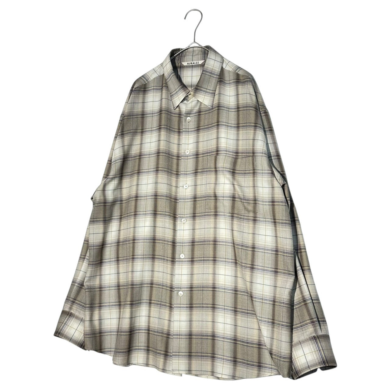 AURALEE(オーラリー) 23AW SUPER LIGHT WOOL CHECK スーパー ライト ウール チェック シャツ A23AS01LC 5(L) ライトブラウン 著名人着用