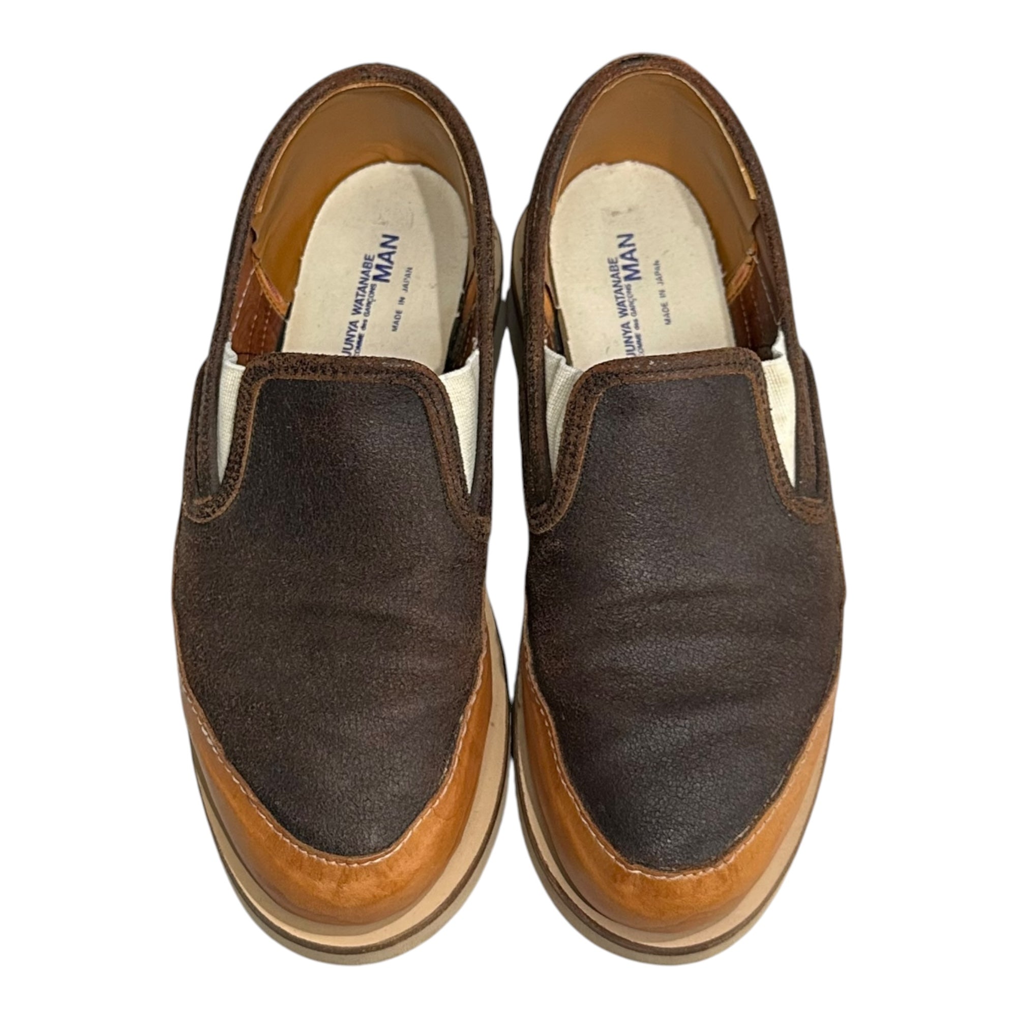 COMME des GARCONS JUNYA WATANABE MAN(コムデギャルソンジュンヤワタナベマン) Vibram sole Cracked Leather Slip-Ons クラック レザー スリッポン 表記無(27cm程度) ブラウン