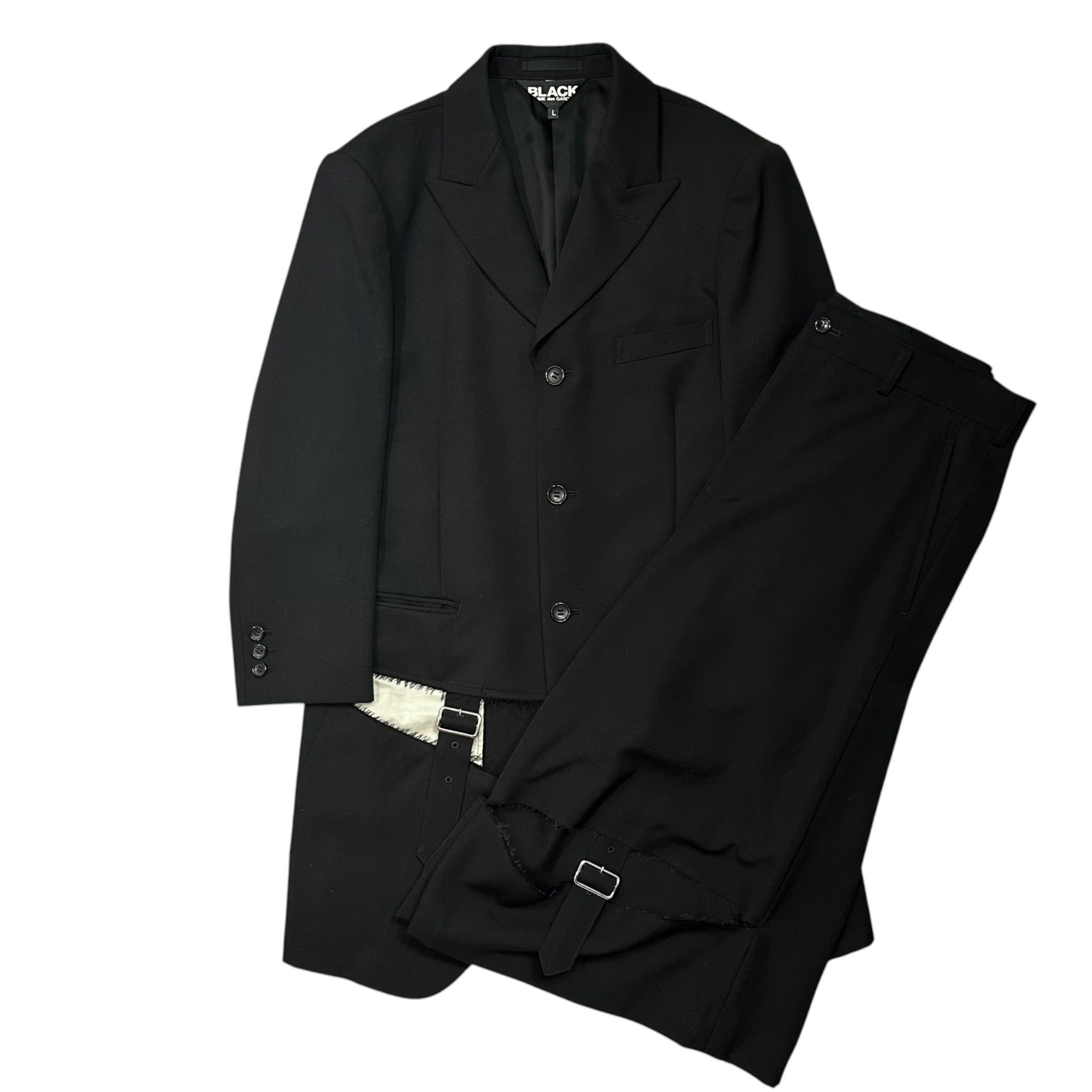 BLACK COMME des GARCONS(ブラックコムデギャルソン) 2023AW Slash Front Pockets Tailored Jacket & Wide leg Shorts Setup スラッシュ フロント ポケット テーラード ジャケット & ショーツ ハーフパンツ セットアップ  JKT：1L-J008 BOTTOMS：1L-P011 L ブラック AD2023