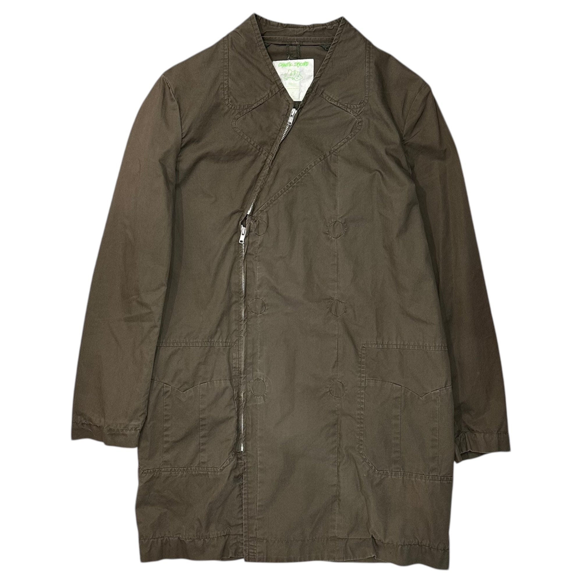 UNDERCOVER(アンダーカバー) 01SS CHAOTIC DISCORD Diagonal-zip cotton shirt 斜めジップ コットン シャツ Z1-2 M オリーブ 00's