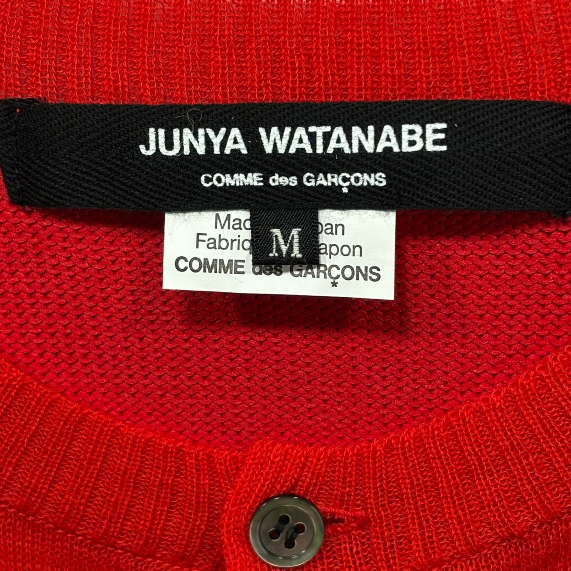 COMME des GARCONS JUNYA WATANABE(コムデギャルソンジュンヤワタナベ) 15SS Poly-Wool Back Panel Flat Design Button Cardigan ポリ ウール 背中 平面 デザイン ボタン カーディガン JO-N022 M レッド AD2014