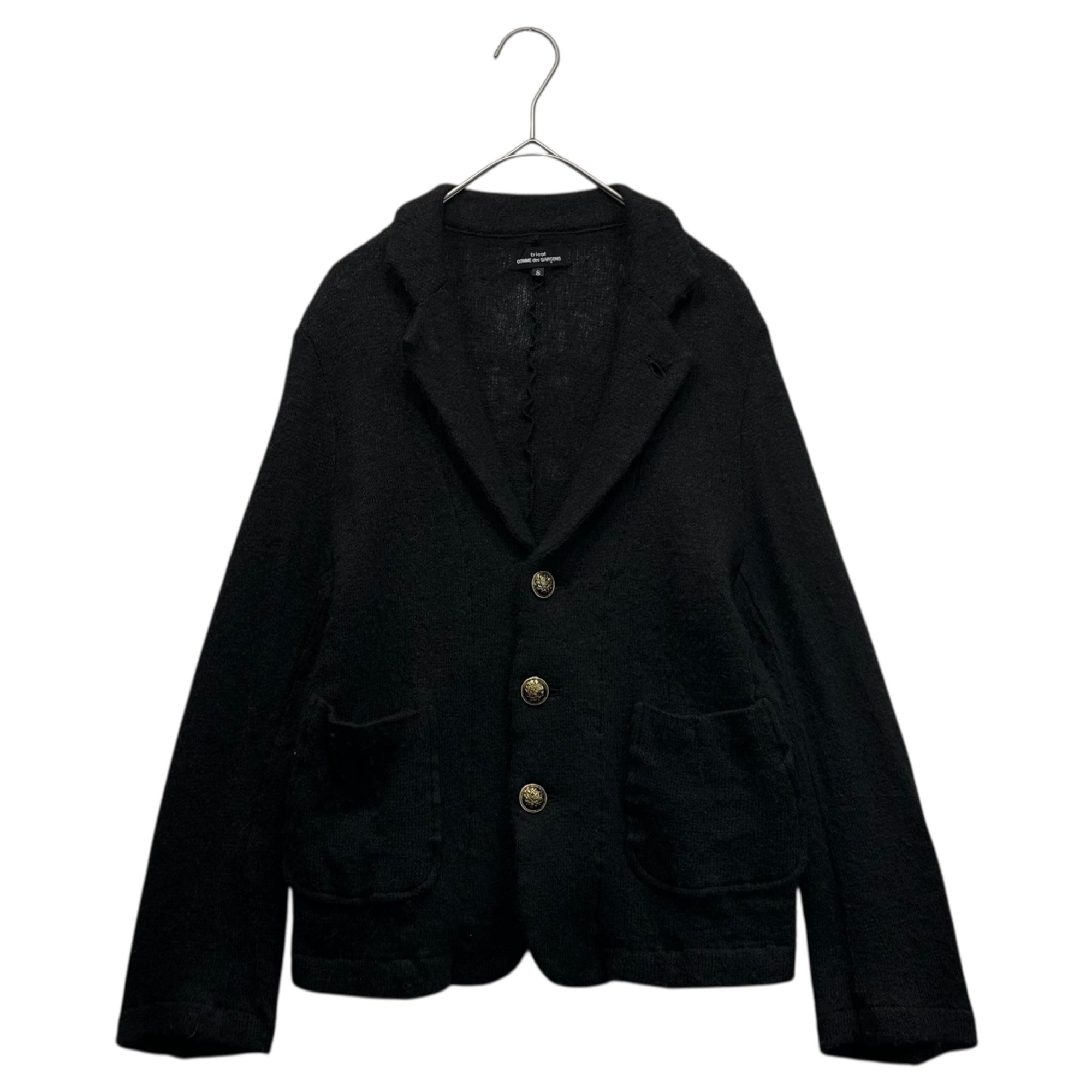 tricot COMME des GARCONS(トリココムデギャルソン) 11AW Mohair Blend Gold Button Wool Knit Jacket モヘア混 金ボタン ウール ニット ジャケット TH-T035 S ブラック×ゴールド AD2011