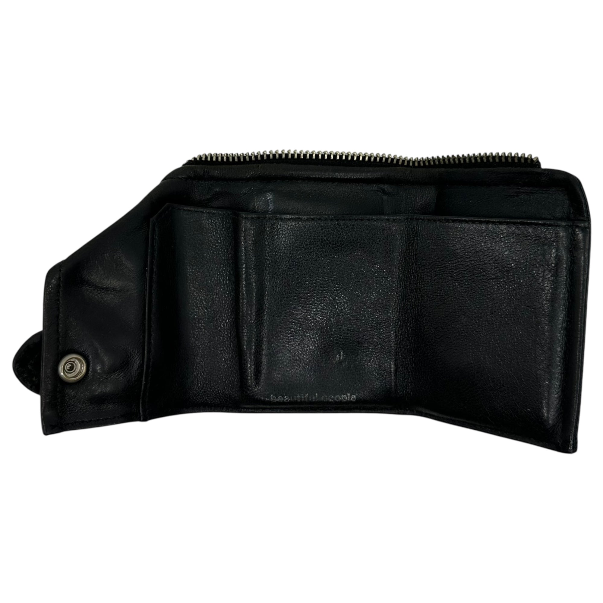 beautiful people(ビューティフルピープル) Rider's Wallet ライダース ウォレット レザー 財布 ブラック 3つ折り財布