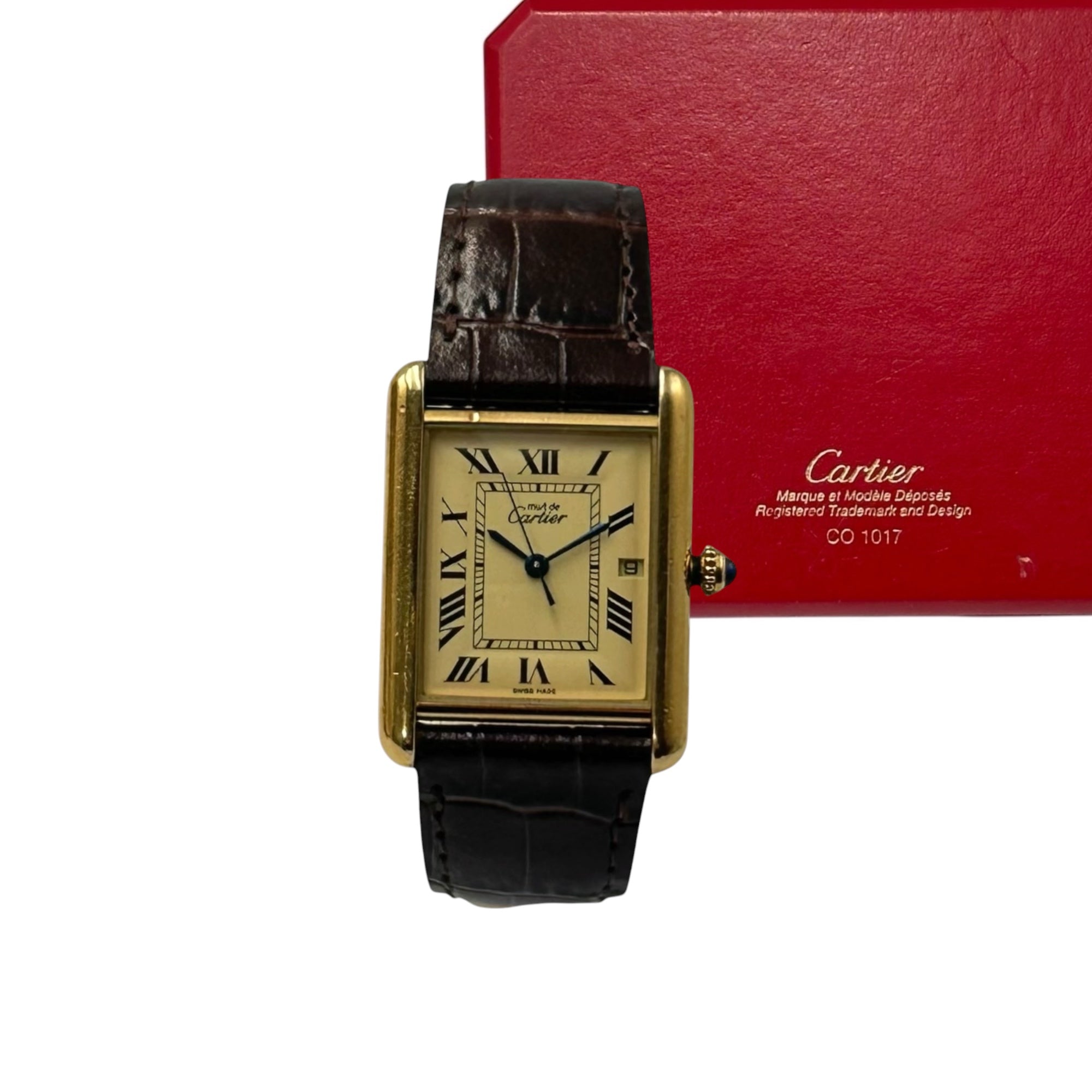 Cartier(カルティエ) 2001's~2002's Must Tank GM Ivory Roman Dial マストタンク クオーツ 腕時計 Ref. 2413 GM(XL) ゴールド 稀少サイズ メンズ着用可 クオーツ