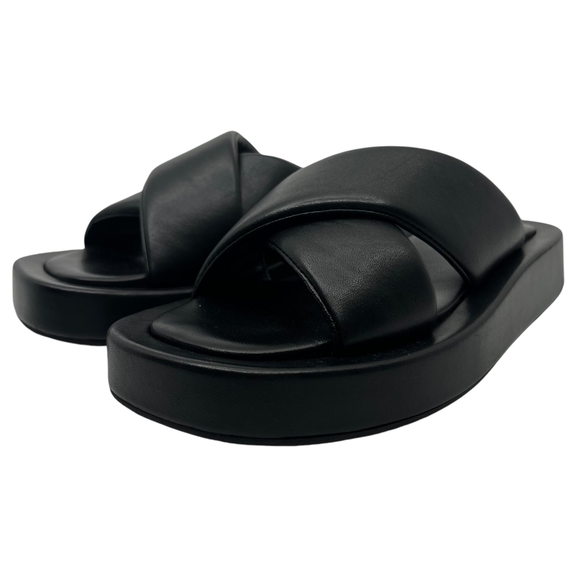 FABIO RUSCONI(ファビオルスコーニ) cross belt footbed sandals クロス ベルト フットベッド サンダル F42104 BL-010 37(23.5-24.0cm) ブラック 参考定価35,200円(税込)