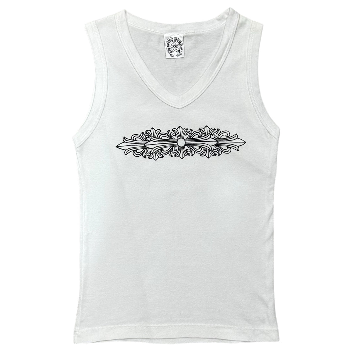 CHROME HEARTS(クロムハーツ) 1990's~2000's Floral Cross Print Tank Top フローラルクロス プリント タンクトップ ONE ホワイト 90年代後半～
